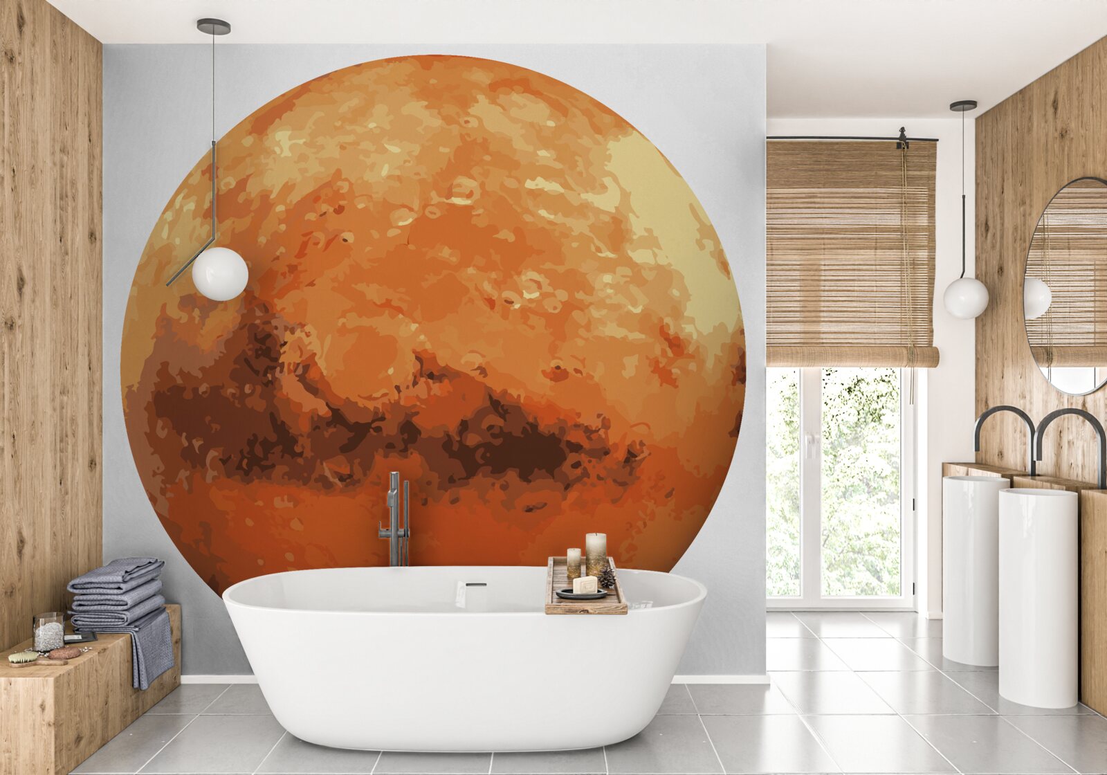 Papier peint la planète est rouge-jaune