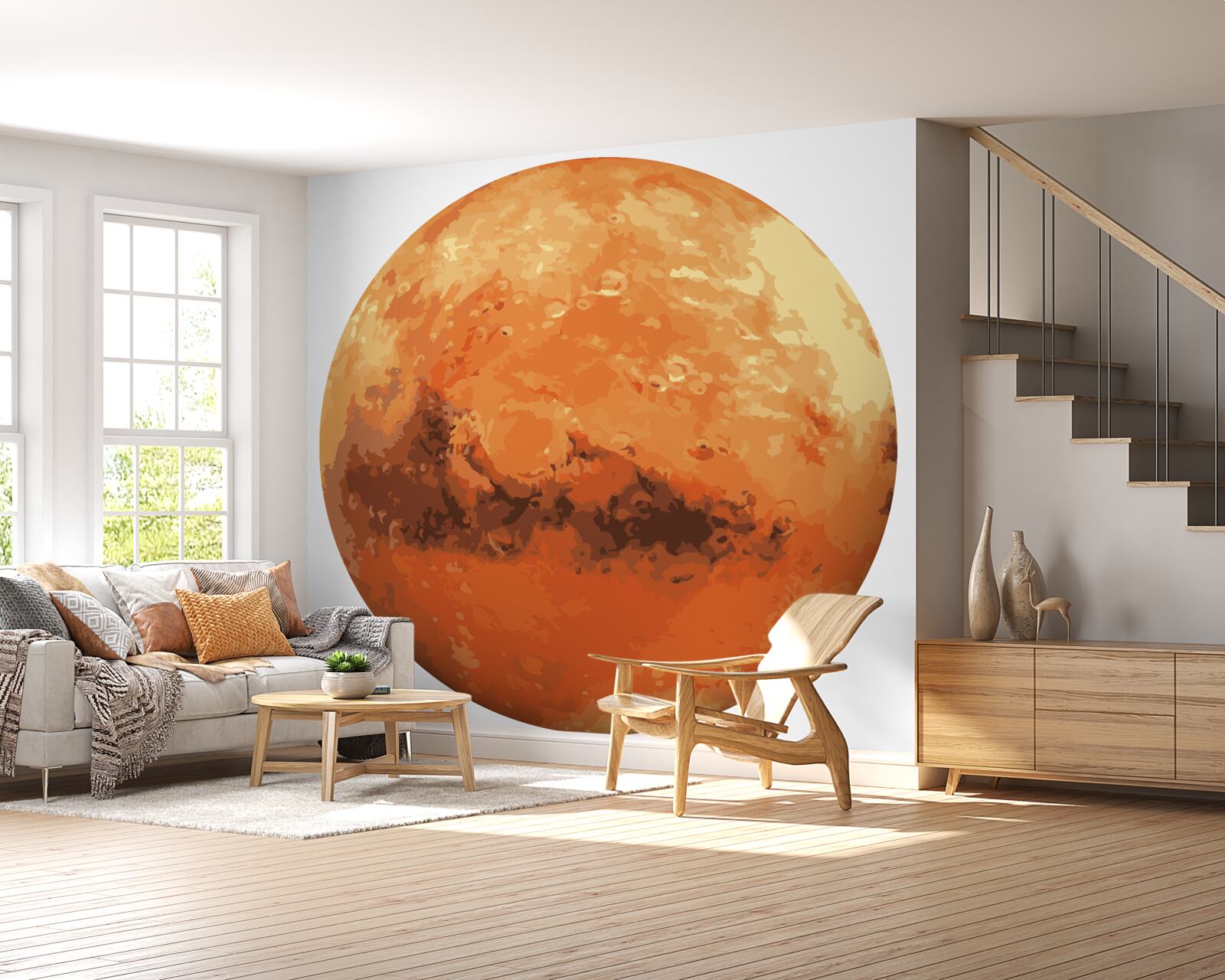 Papier peint la planète est rouge-jaune