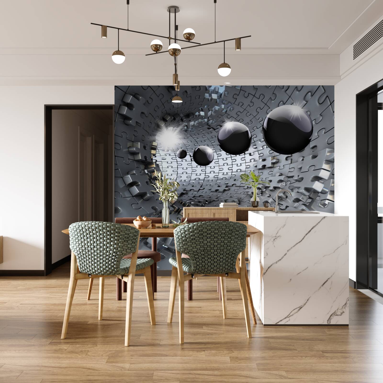 Papier peint les boules noires disparaissent à l'horizon