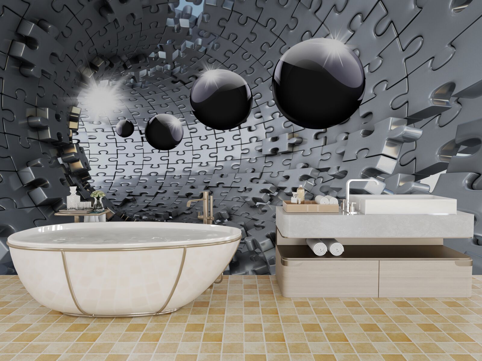 Papier peint les boules noires disparaissent à l'horizon