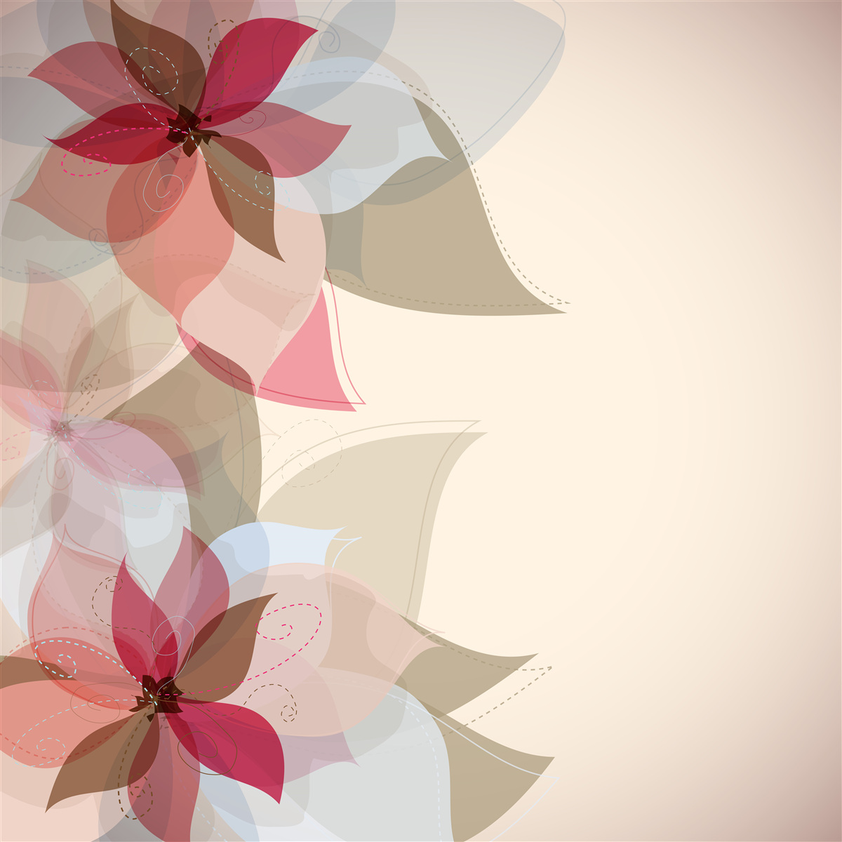 Papier peint peinture abstraite composée de fleurs et de feuilles rouges