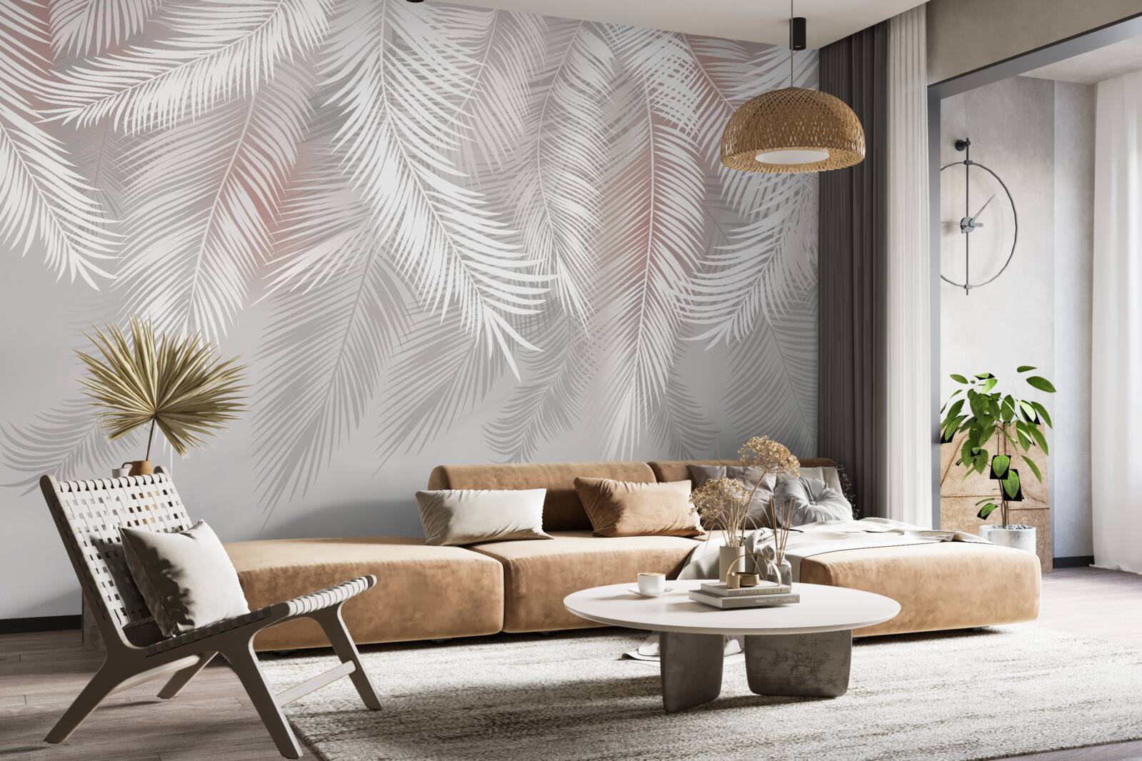 Papier peint feuilles blanches, croquantes et tendres