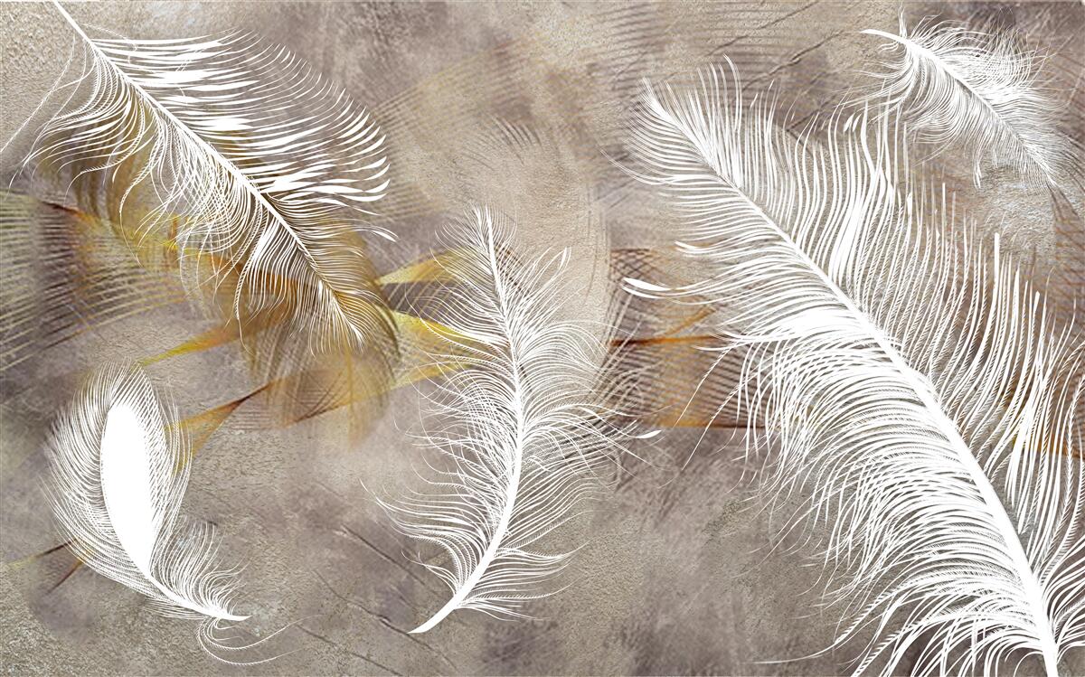 Papier peint plumes décoratives évoquant la légèreté de l'air
