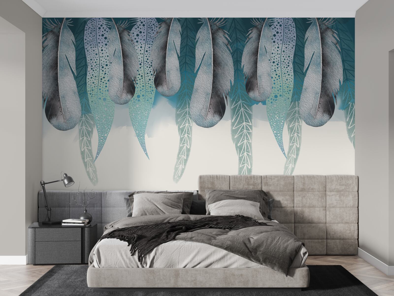 Papier peint fond abstrait avec image de plumes