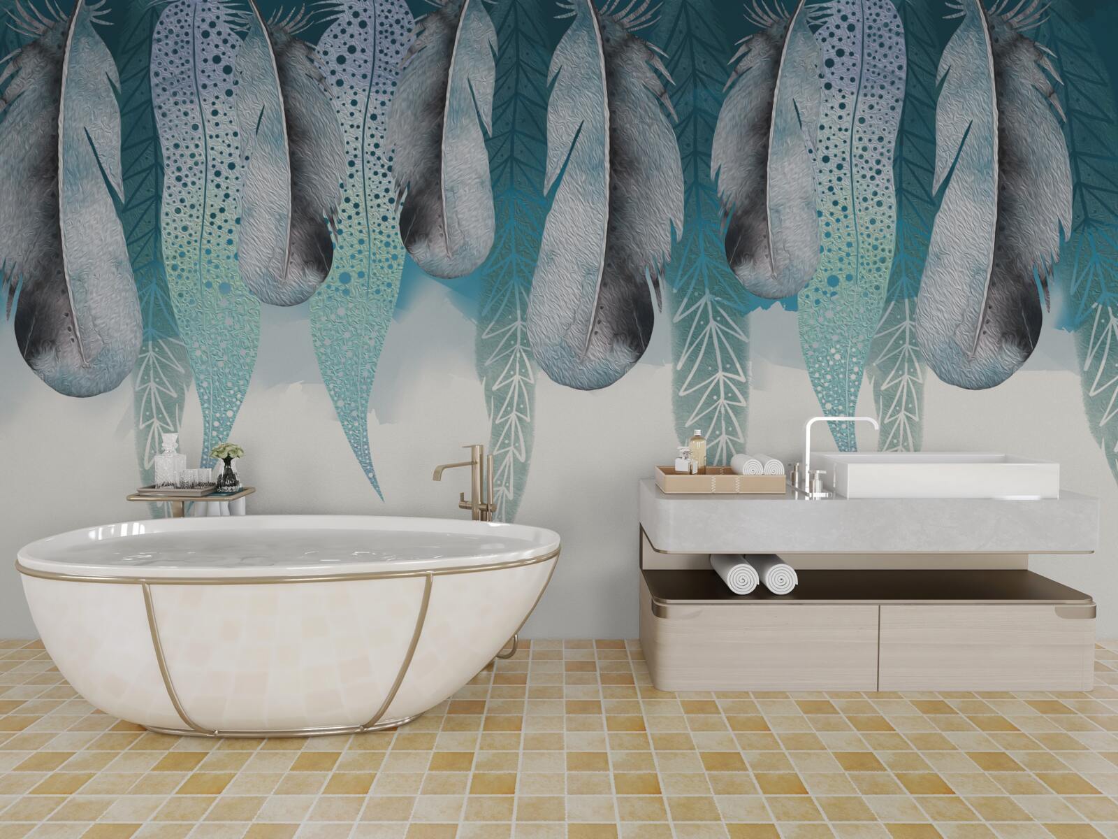 Papier peint fond abstrait avec image de plumes