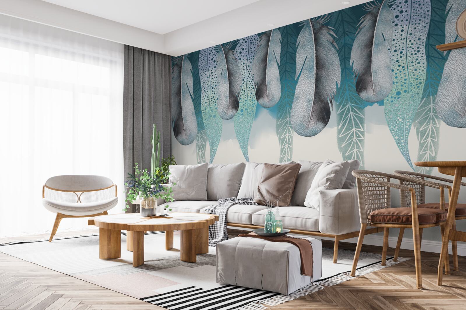 Papier peint fond abstrait avec image de plumes