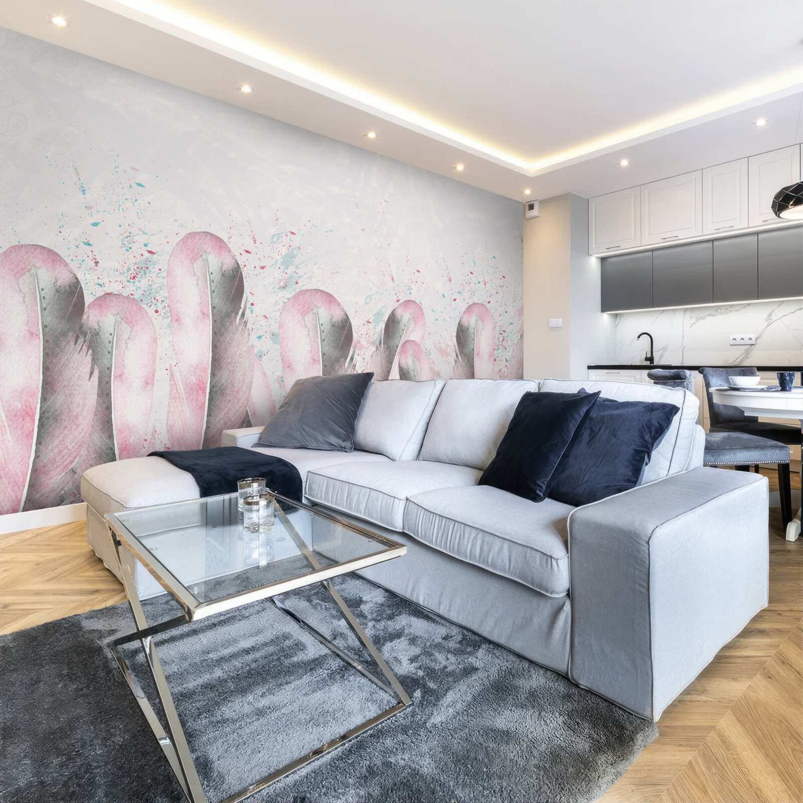 Papier peint la douceur des plumes roses