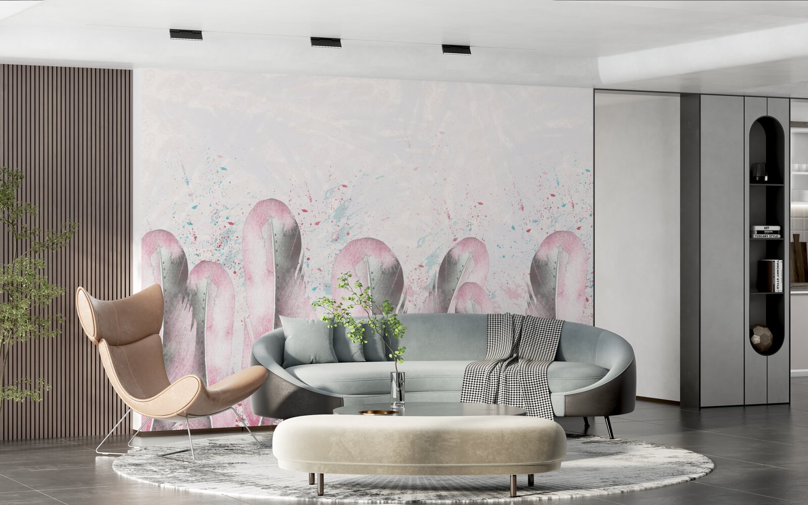 Papier peint la douceur des plumes roses