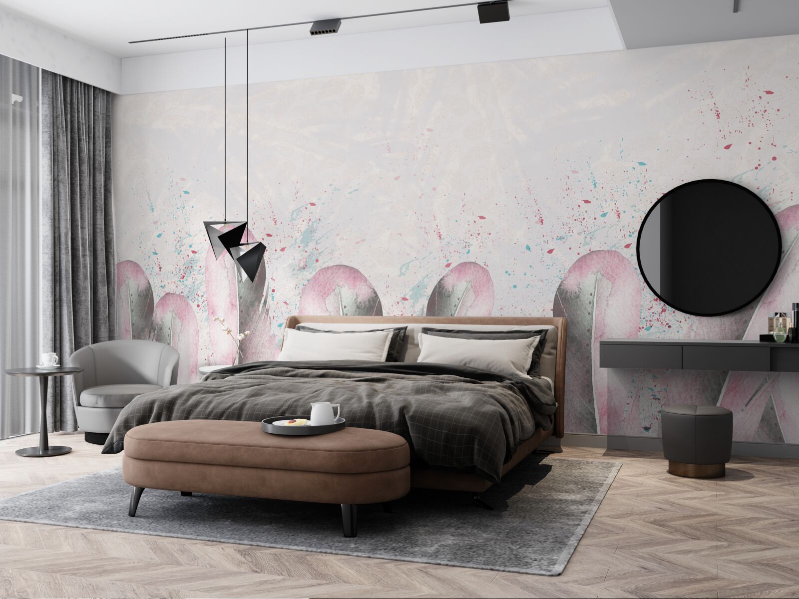 Papier peint la douceur des plumes roses