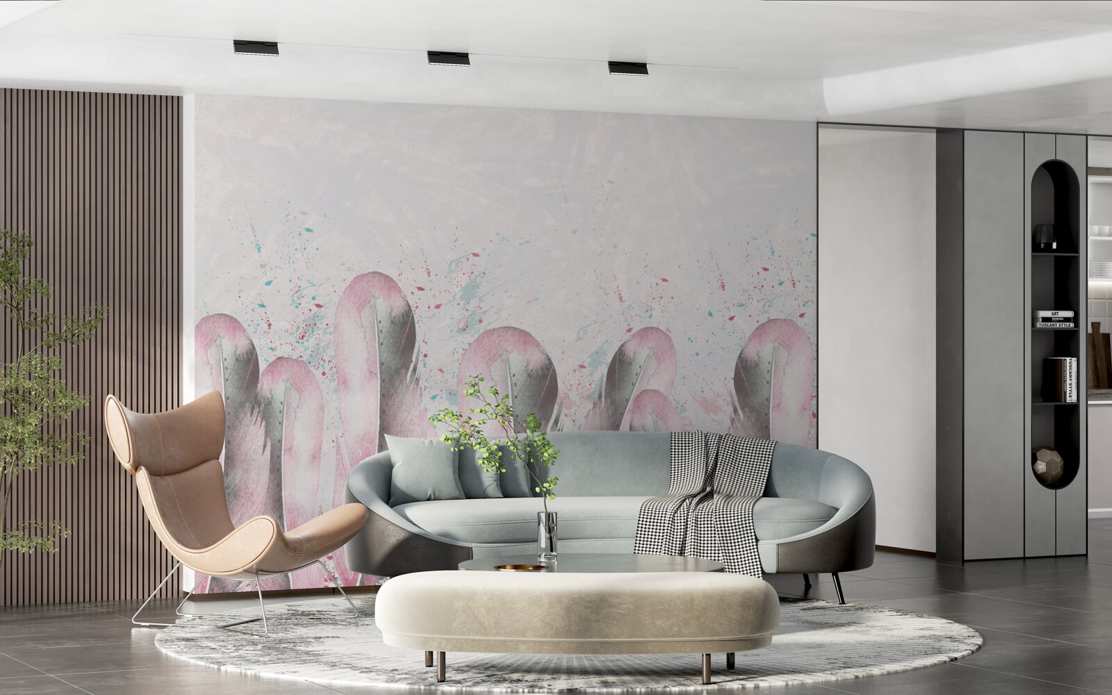 Papier peint la douceur des plumes roses