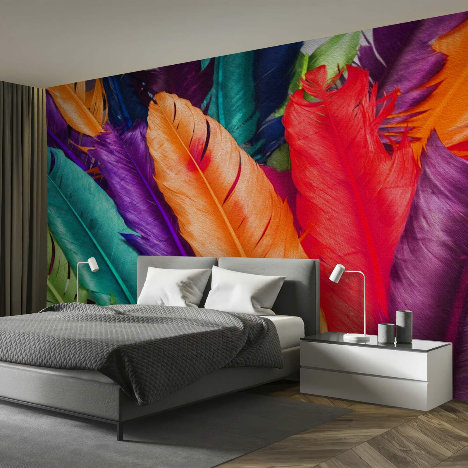 Papier peint plumes extrêmement riches et brillantes