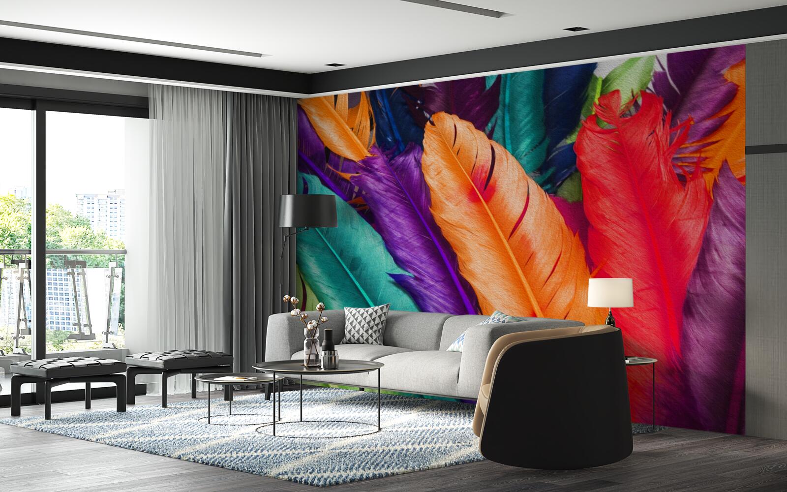 Papier peint plumes extrêmement riches et brillantes