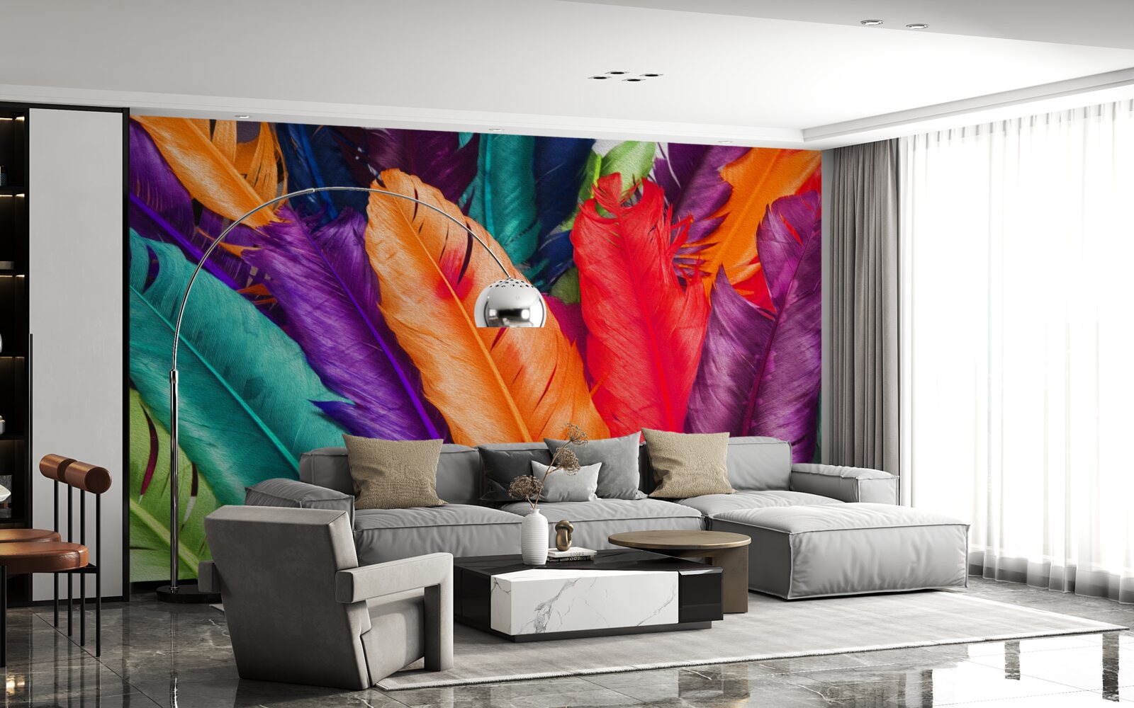 Papier peint plumes extrêmement riches et brillantes