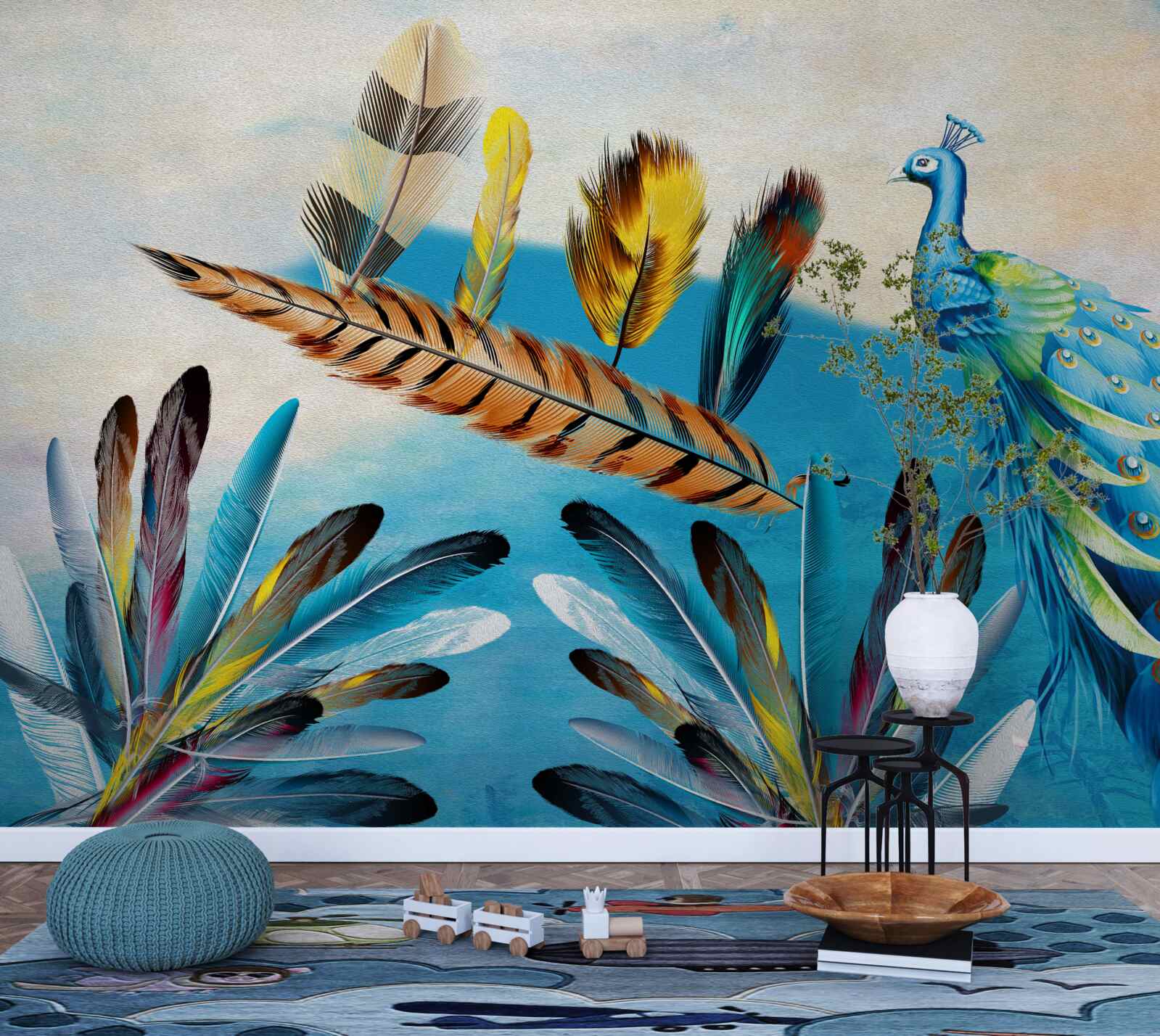 Papier peint les plumes de paon et leurs variétés