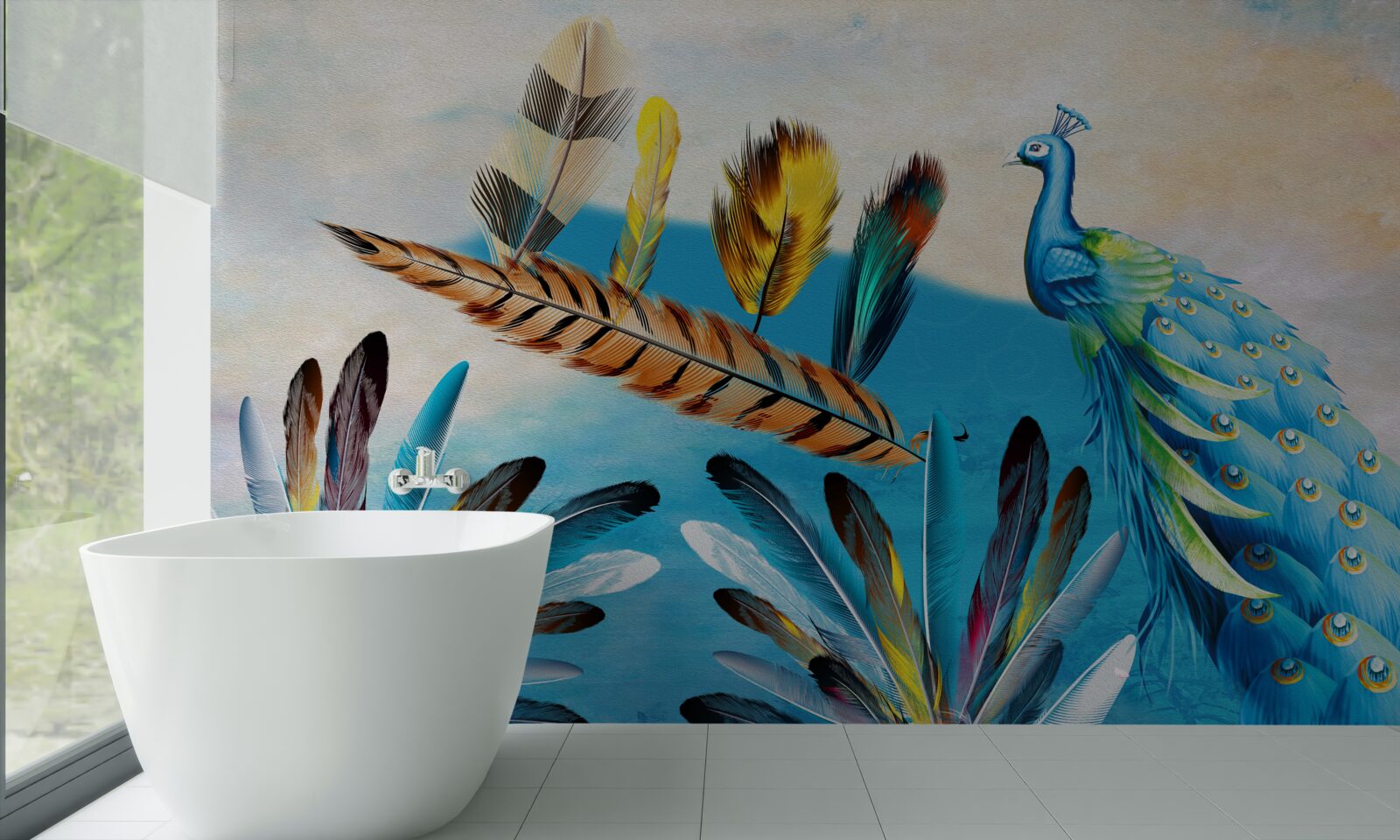 Papier peint les plumes de paon et leurs variétés