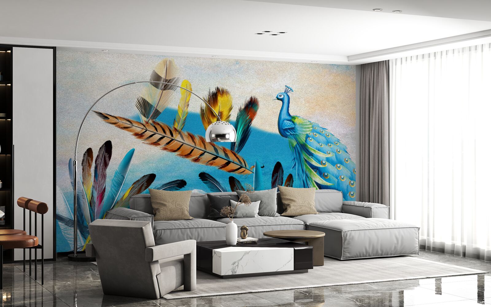 Papier peint les plumes de paon et leurs variétés