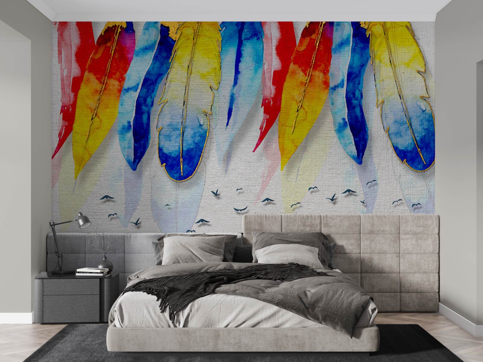 Papier peint stylos aquarelle style boho