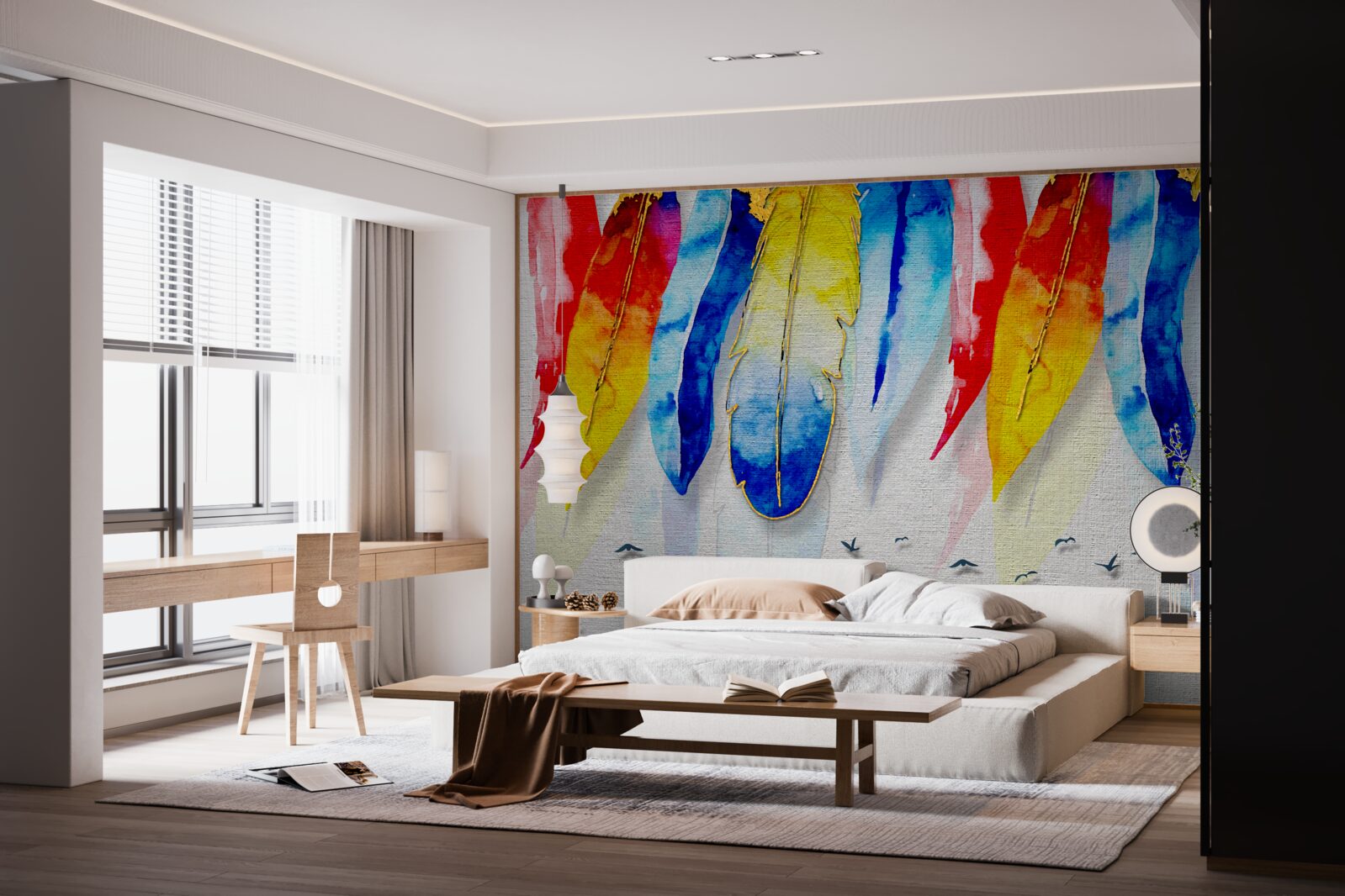 Papier peint stylos aquarelle style boho