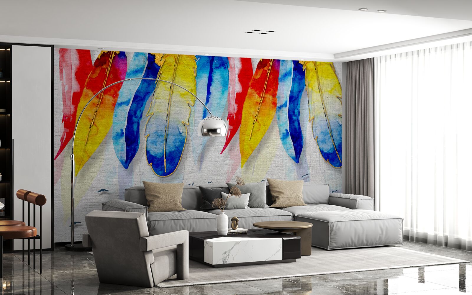 Papier peint stylos aquarelle style boho