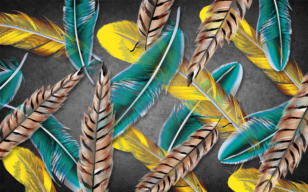 Papier peint fond dégradé avec plumes abstraites