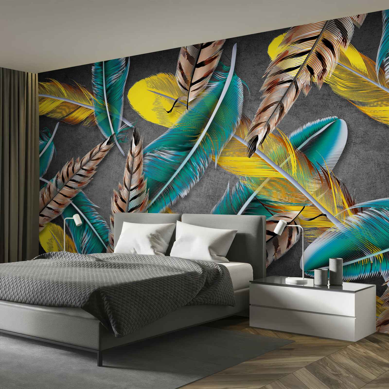 Papier peint fond dégradé avec plumes abstraites