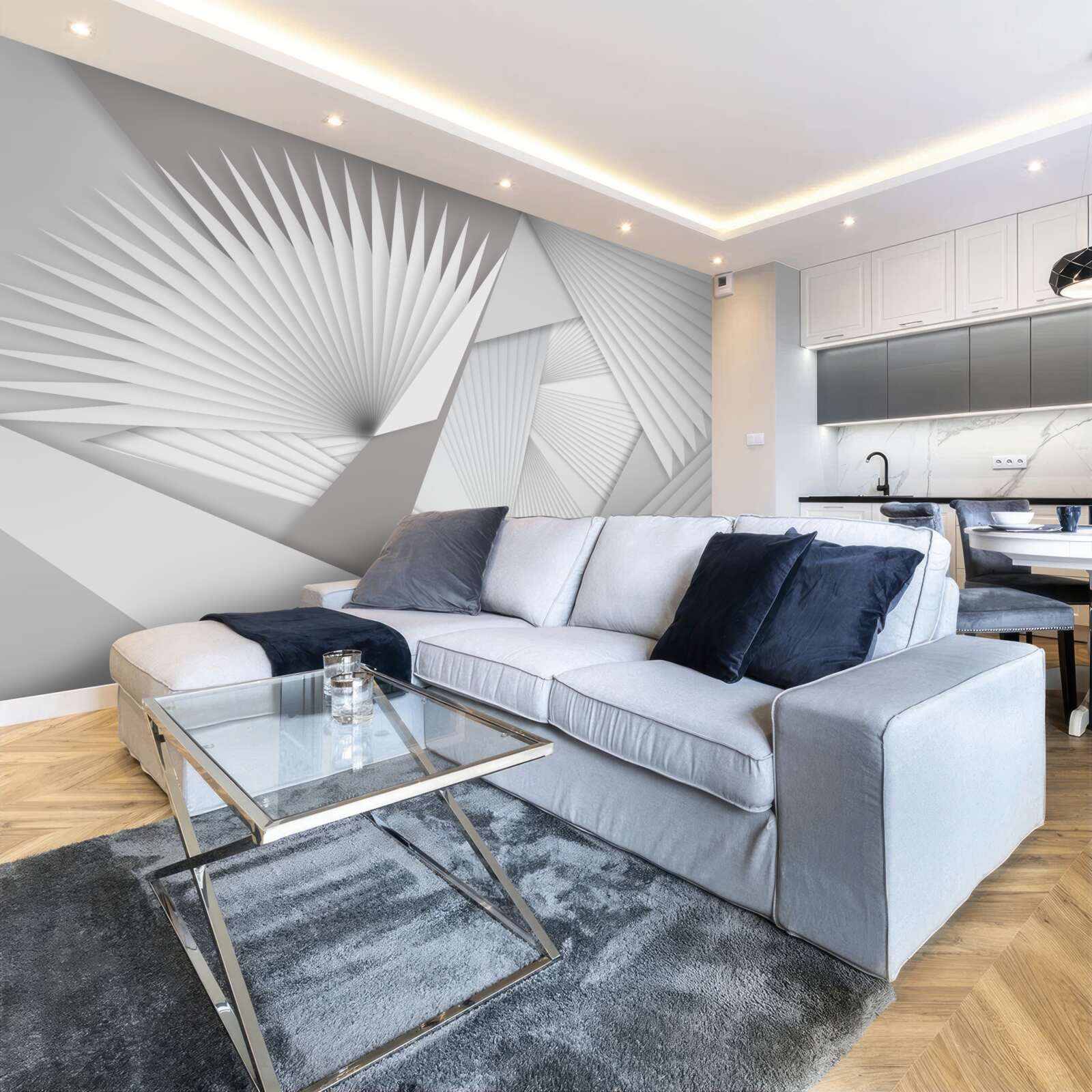 Papier peint vue en perspective de formes géométriques