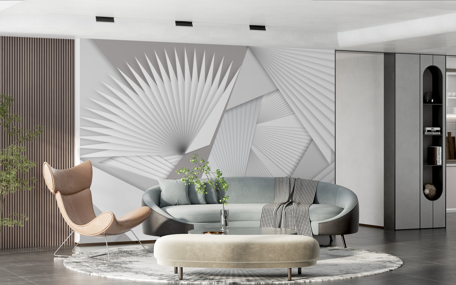 Papier peint vue en perspective de formes géométriques