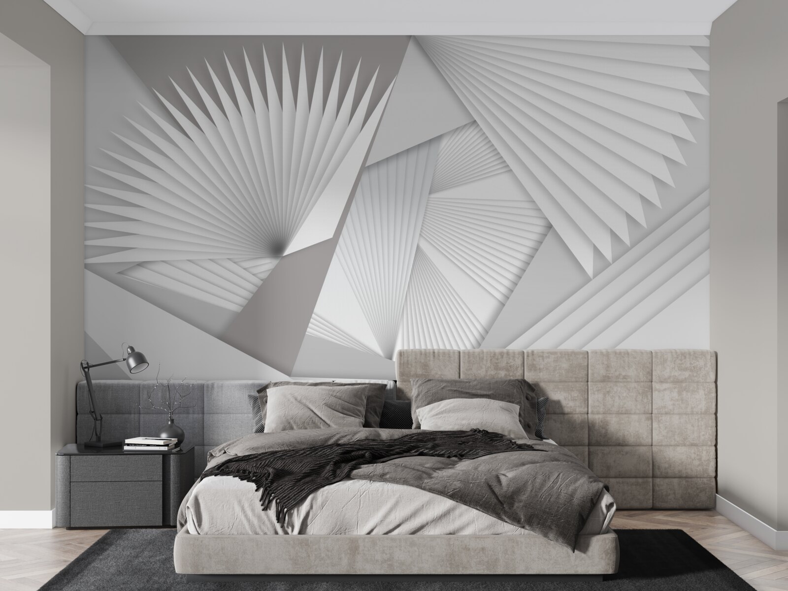 Papier peint vue en perspective de formes géométriques