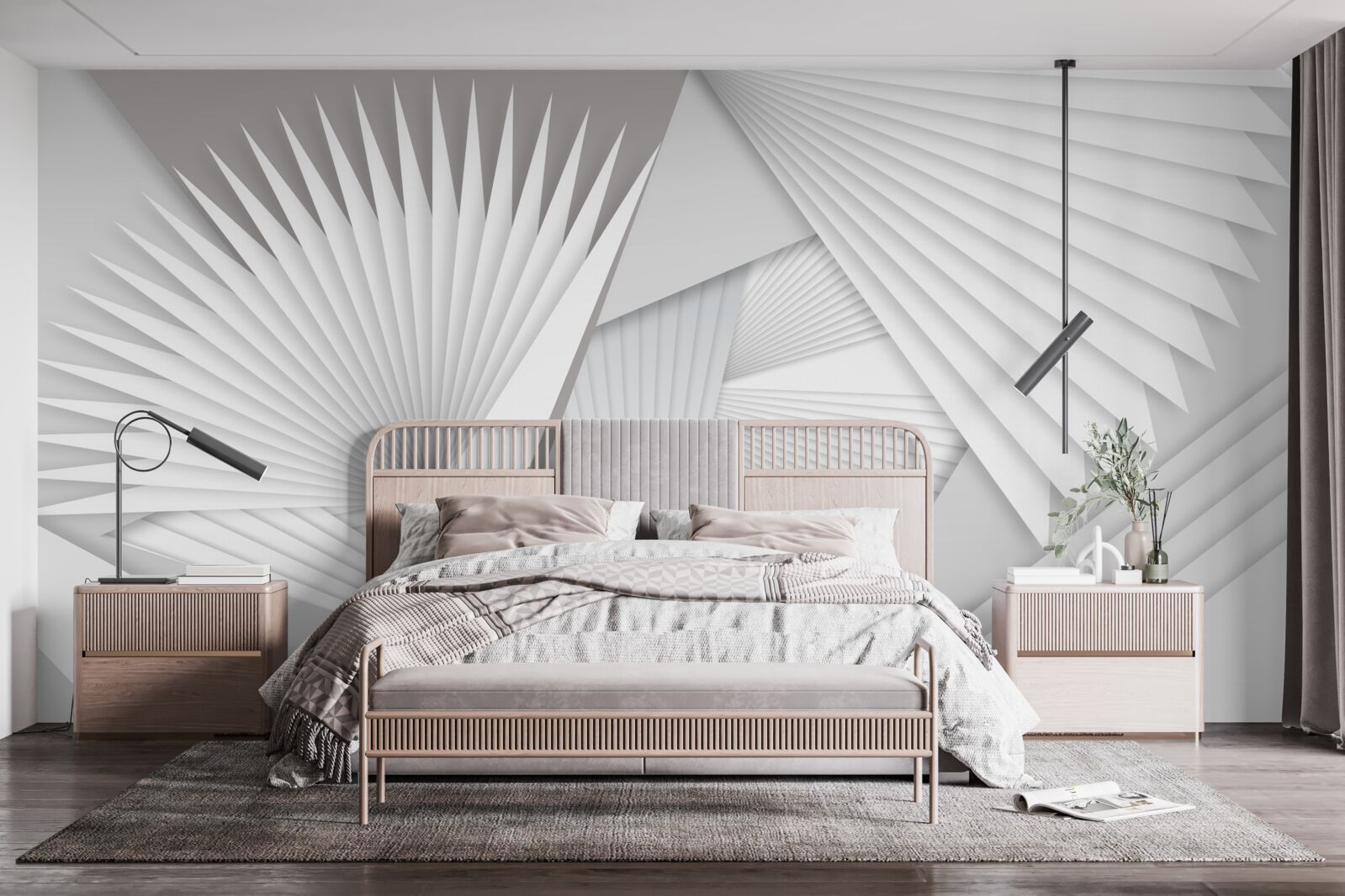 Papier peint vue en perspective de formes géométriques