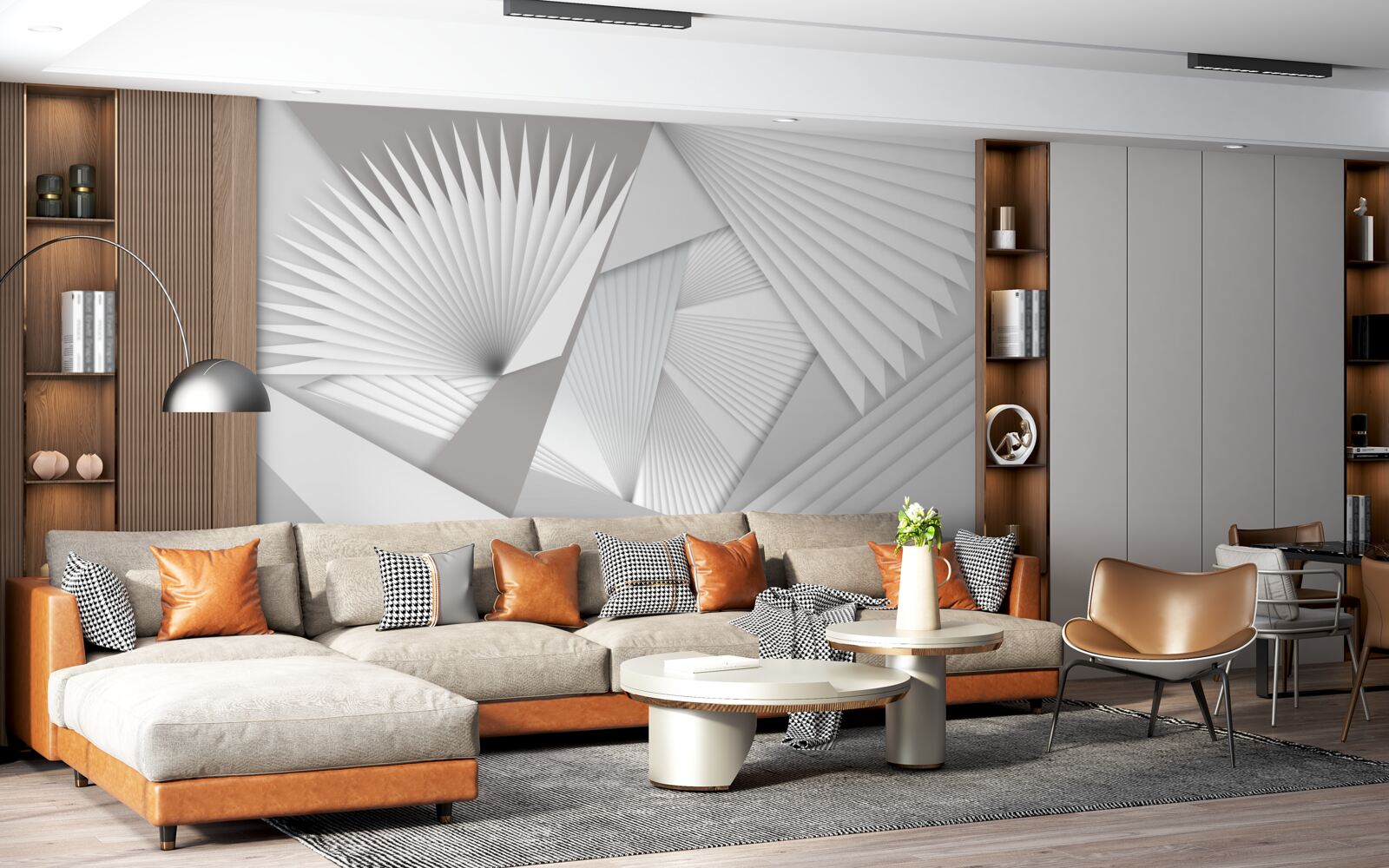 Papier peint vue en perspective de formes géométriques