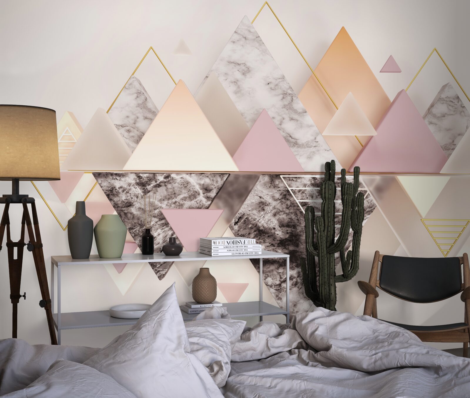 Papier peint reflet de la forêt d'automne avec ses teintes roses dans l'eau