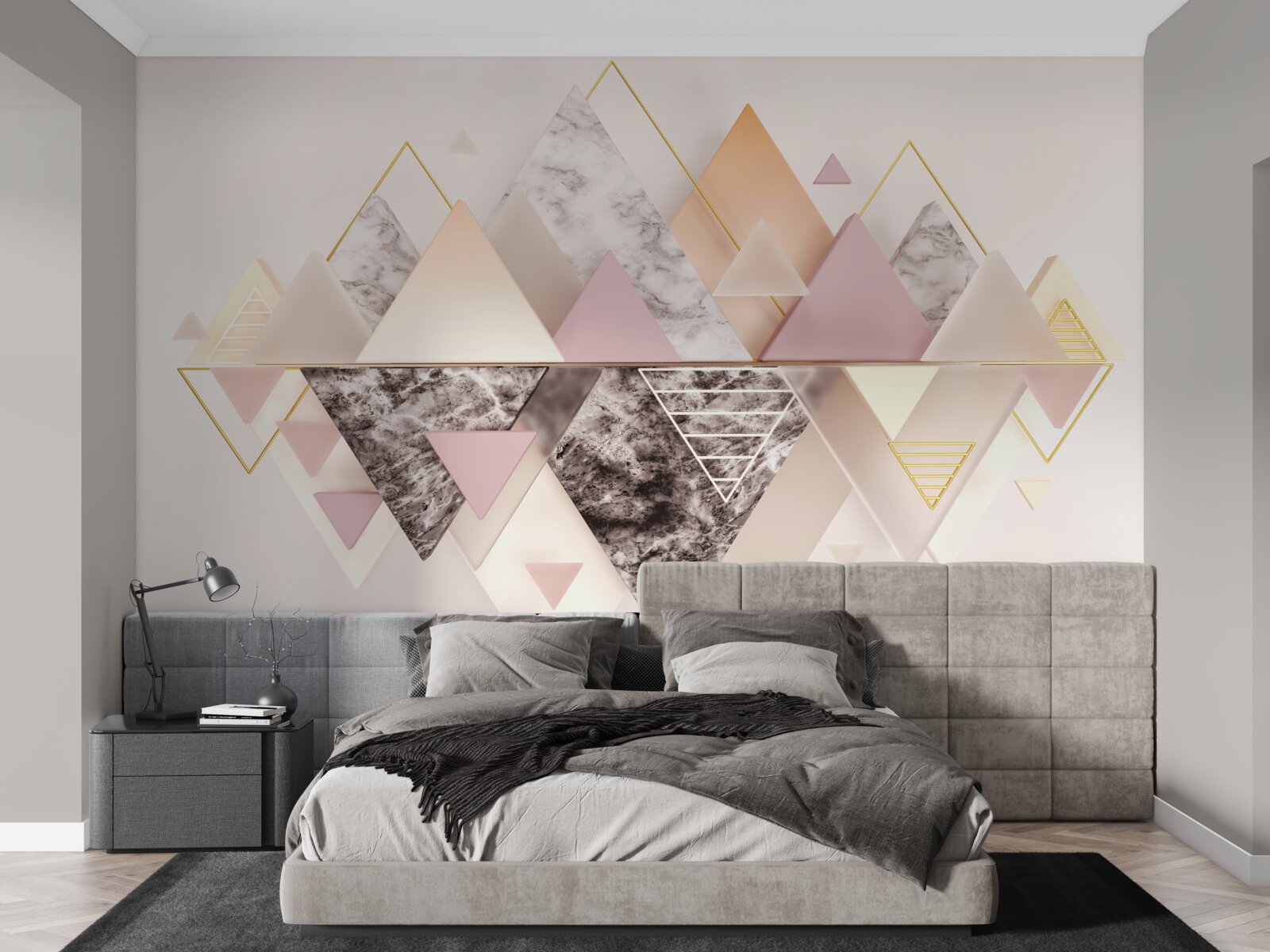 Papier peint reflet de la forêt d'automne avec ses teintes roses dans l'eau