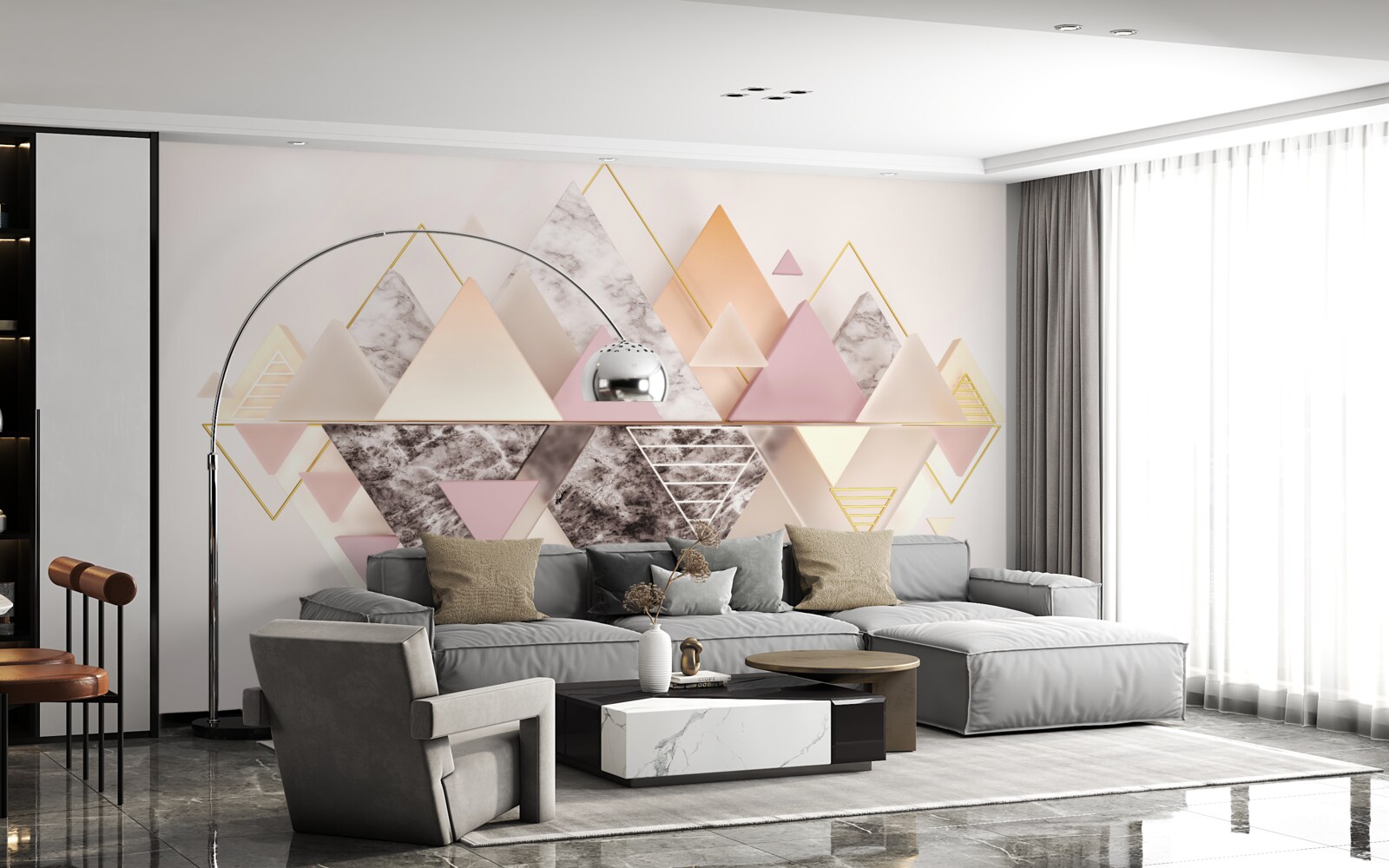 Papier peint reflet de la forêt d'automne avec ses teintes roses dans l'eau