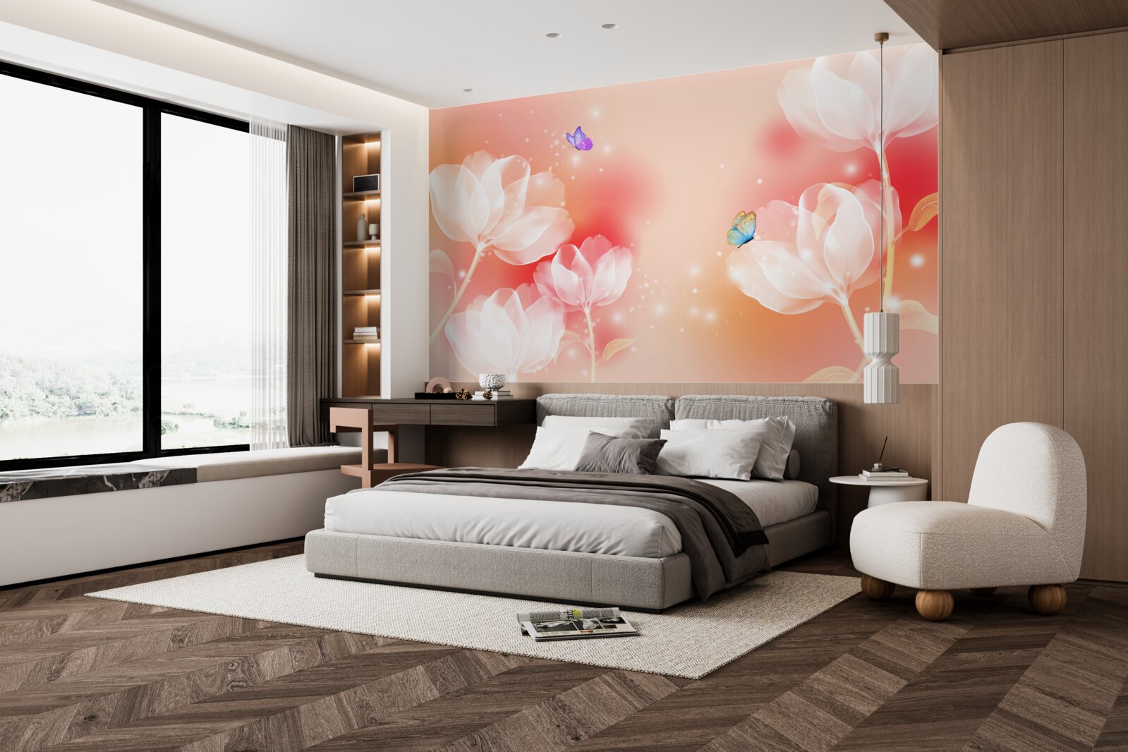 Papier peint tulipes avec transparence