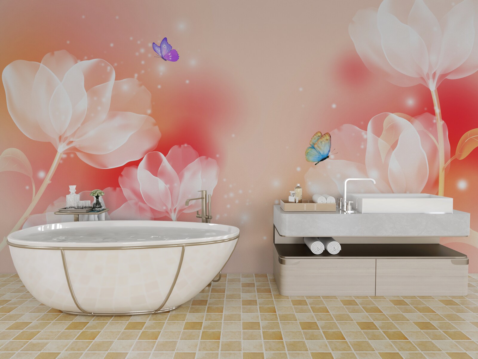 Papier peint tulipes avec transparence