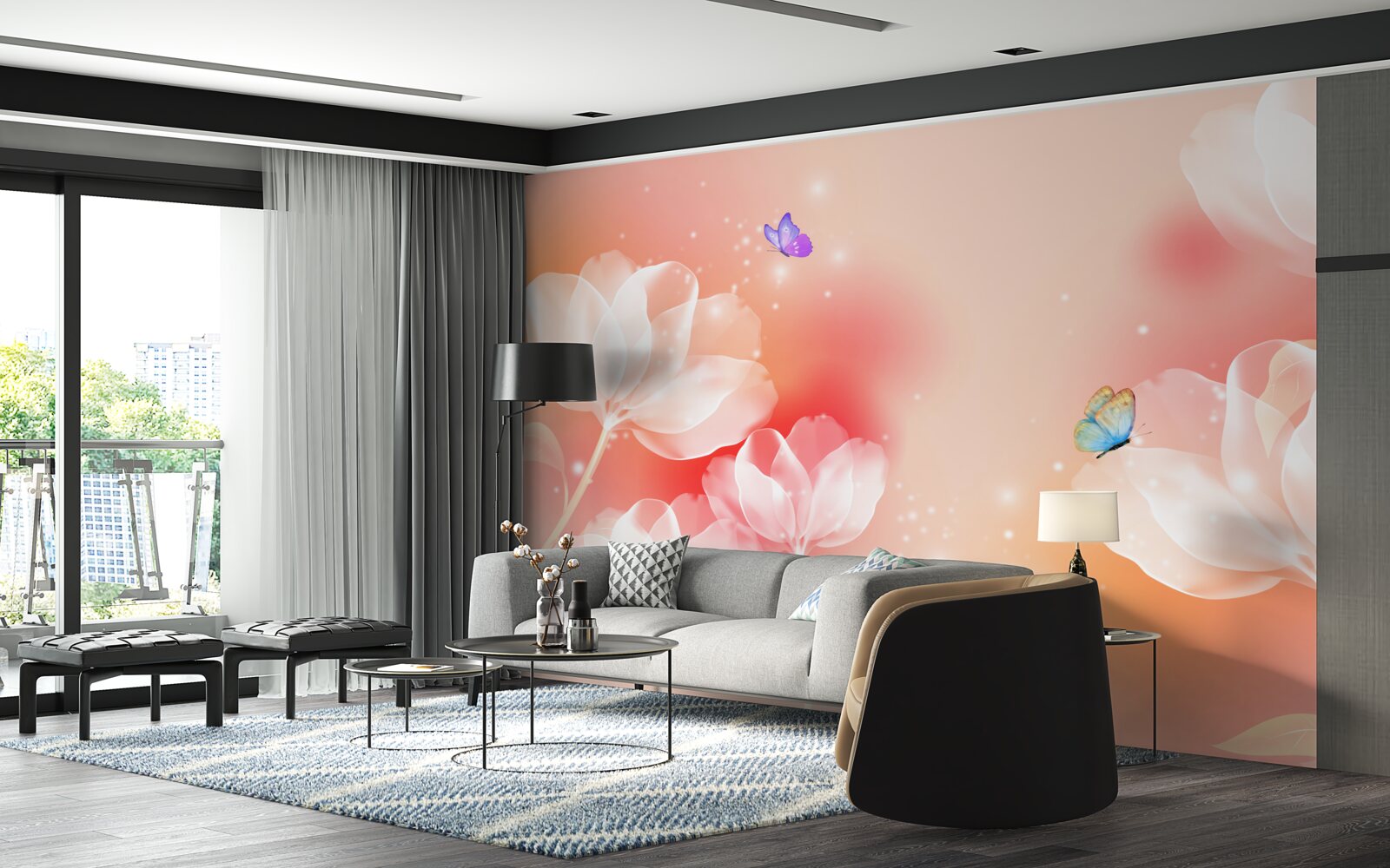 Papier peint tulipes avec transparence