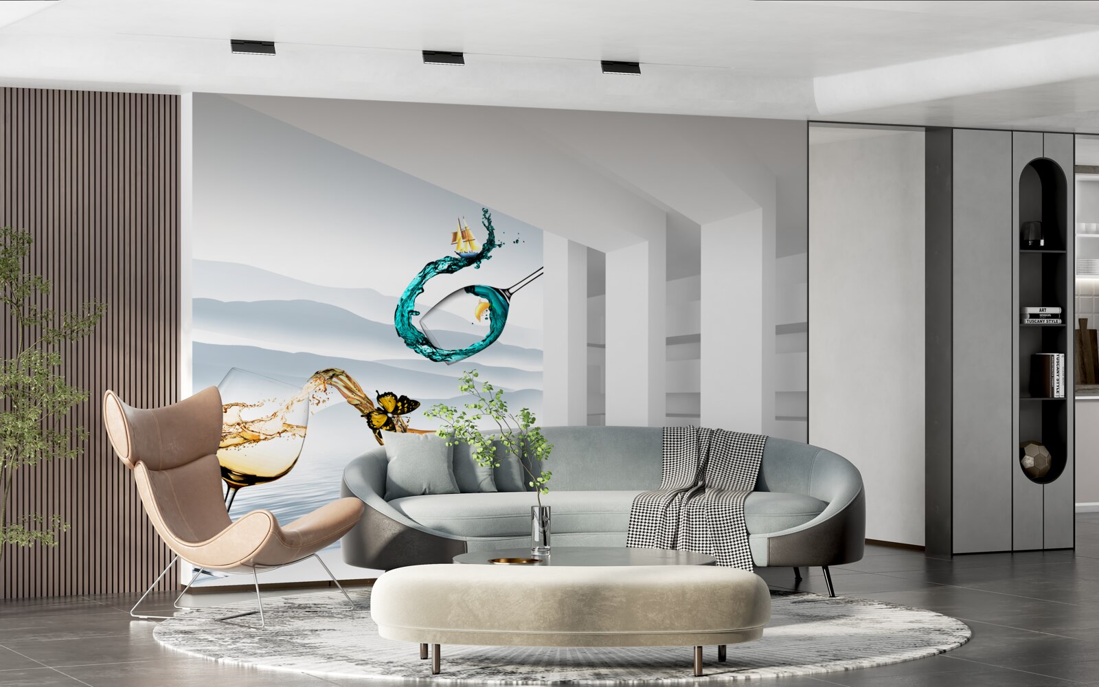 Papier peint peintures abstraites de verres à boire