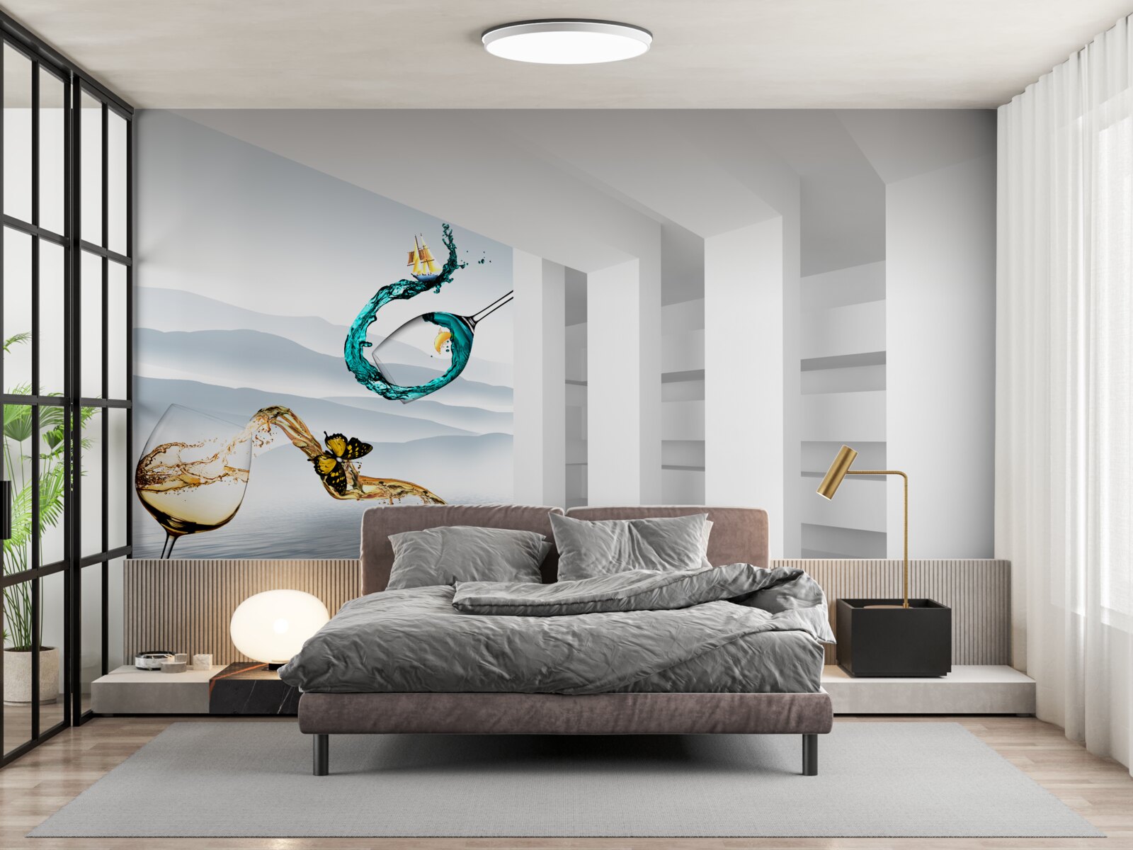 Papier peint peintures abstraites de verres à boire