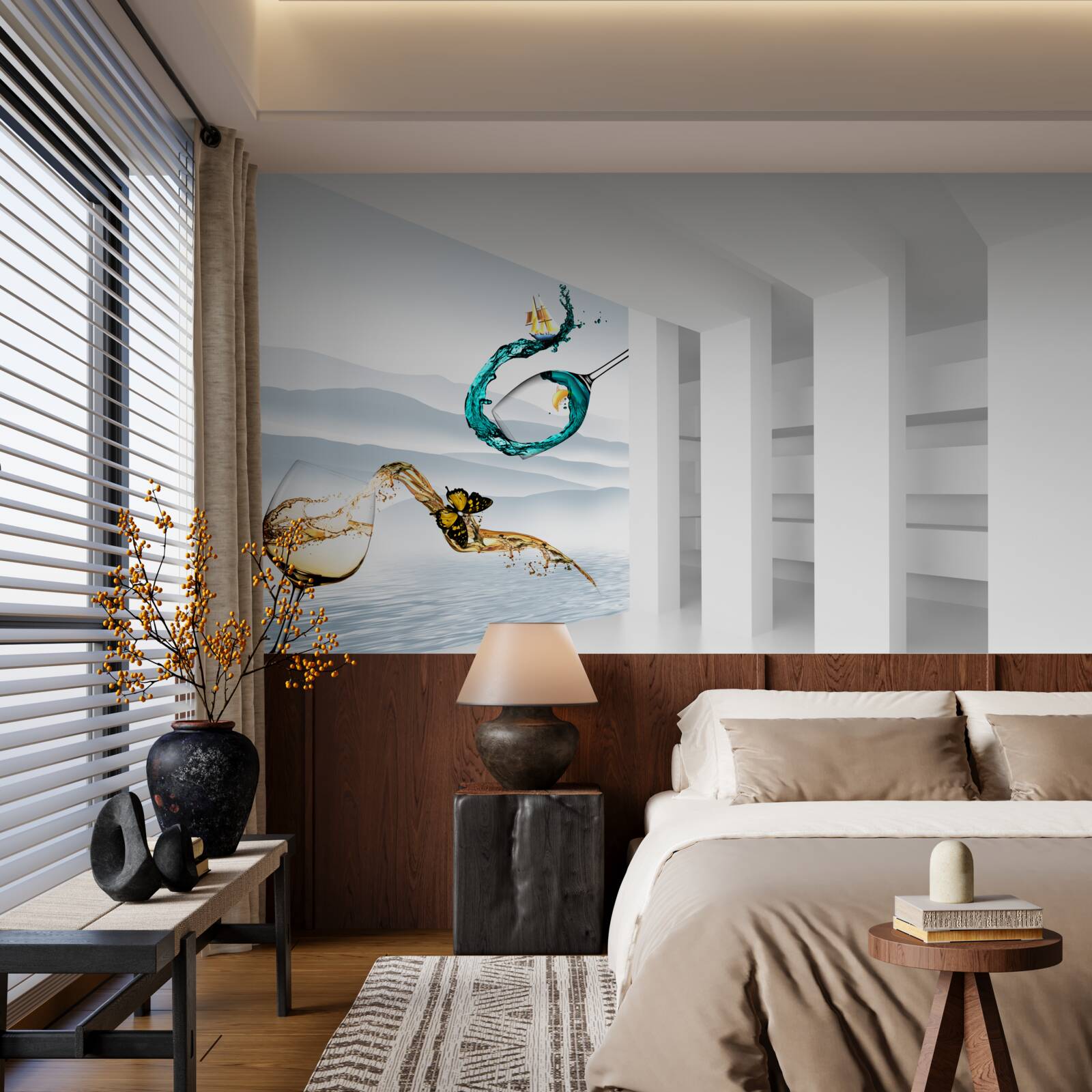 Papier peint peintures abstraites de verres à boire