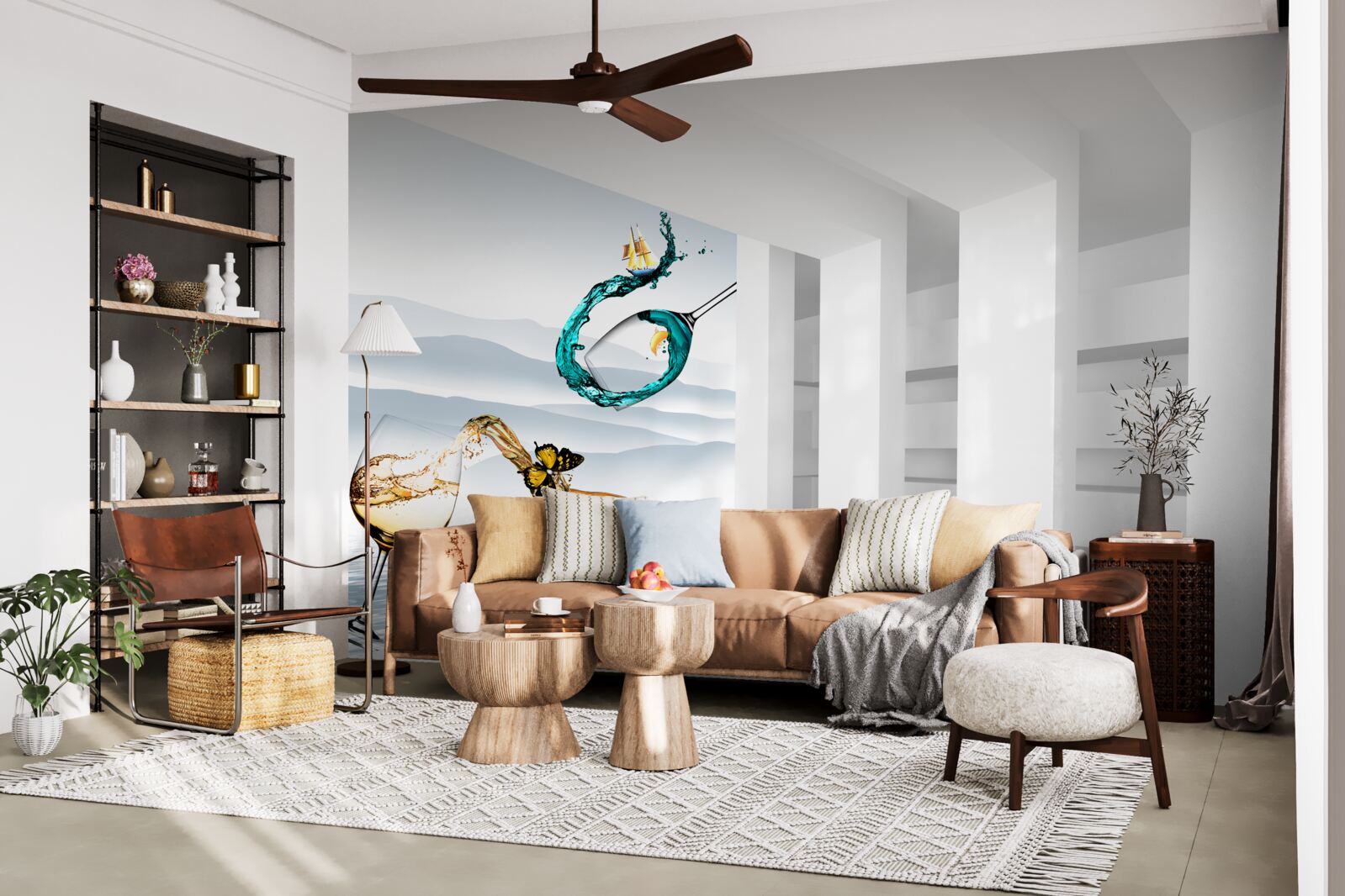 Papier peint peintures abstraites de verres à boire