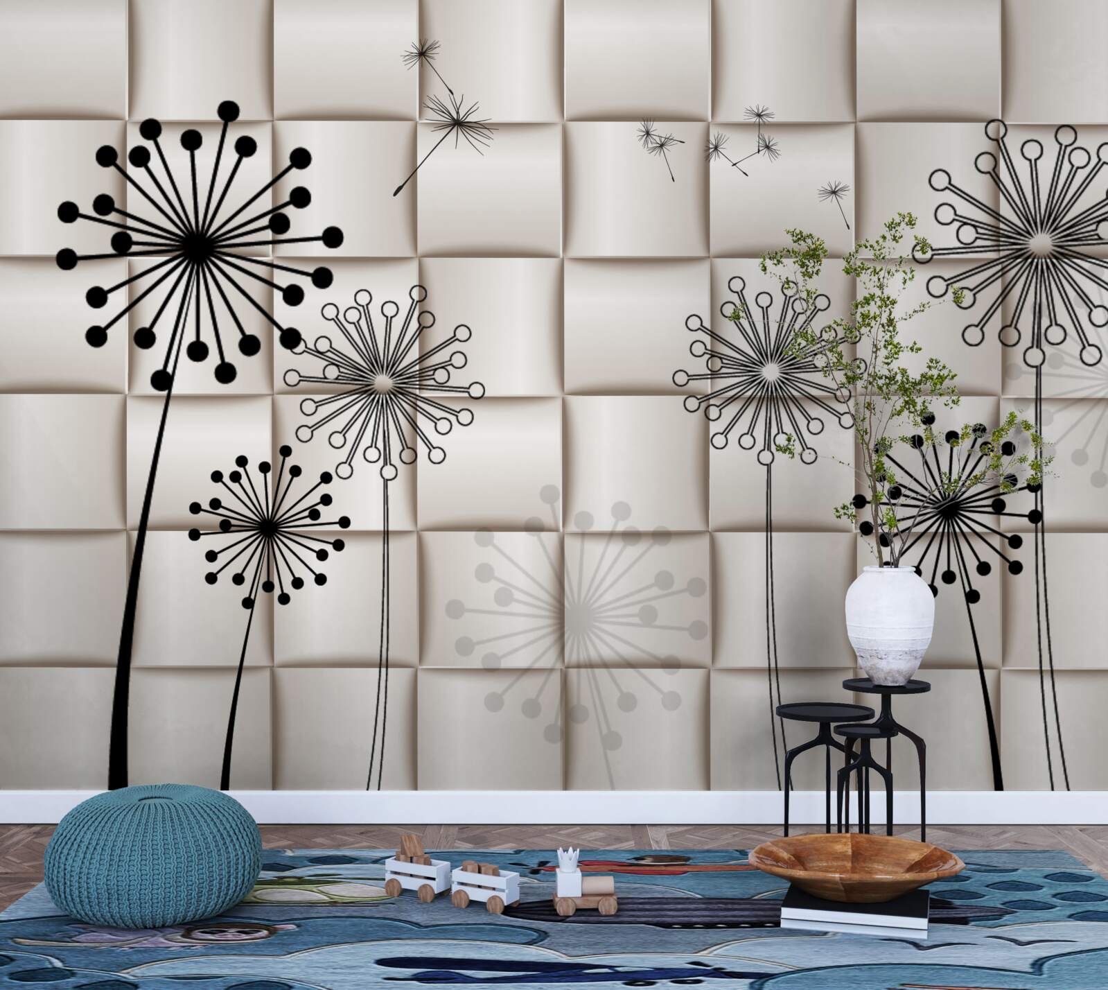 Papier peint des mille-pattes et des petits oiseaux inhabituels