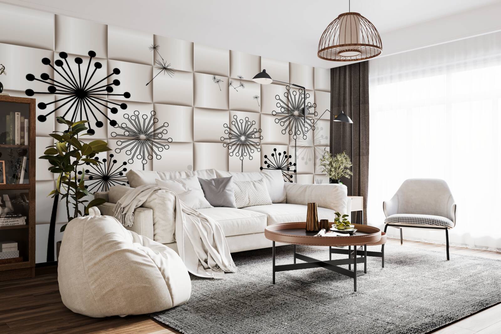 Papier peint des mille-pattes et des petits oiseaux inhabituels