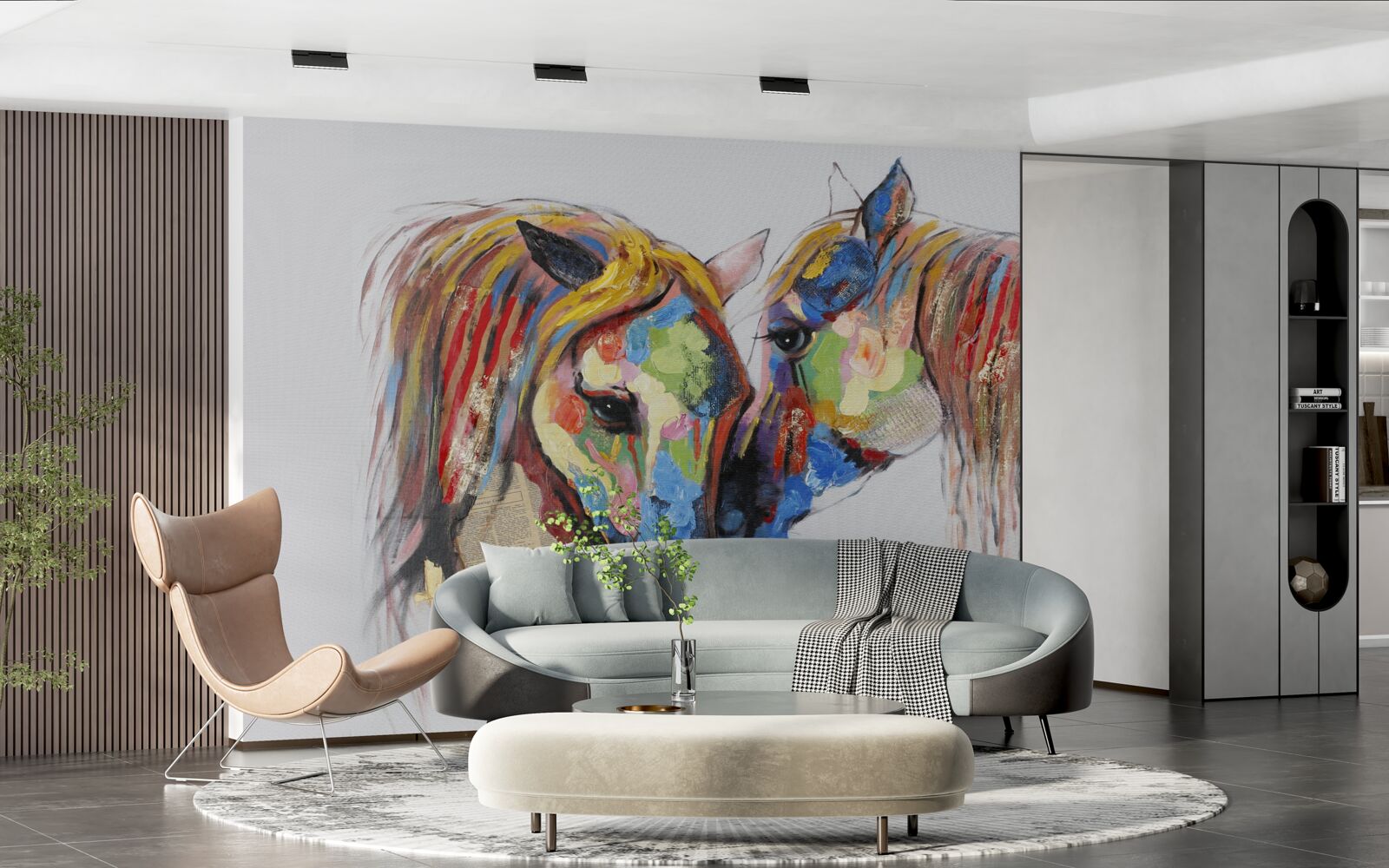 Papier peint représentation inhabituelle de la communication entre les chevaux