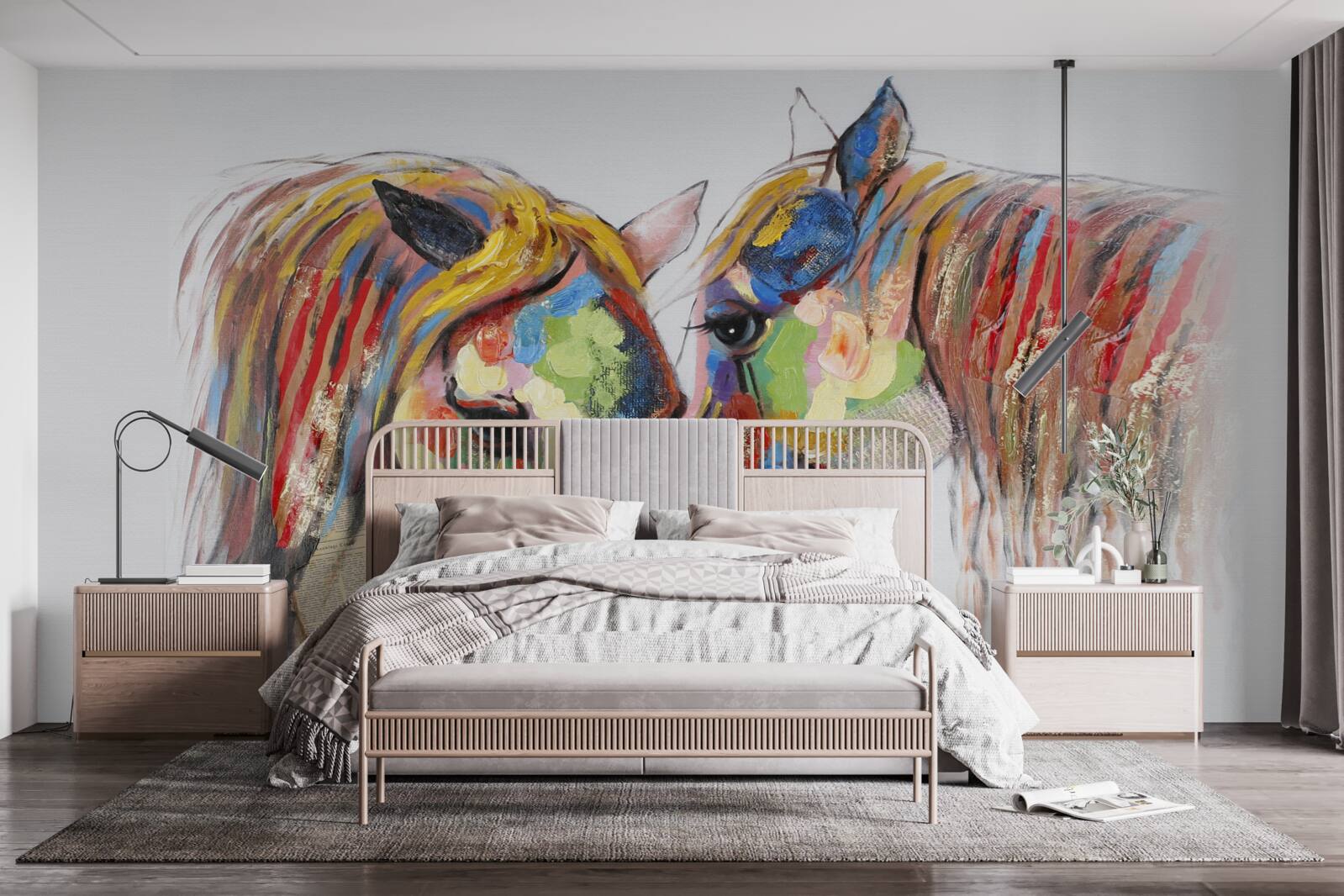 Papier peint représentation inhabituelle de la communication entre les chevaux