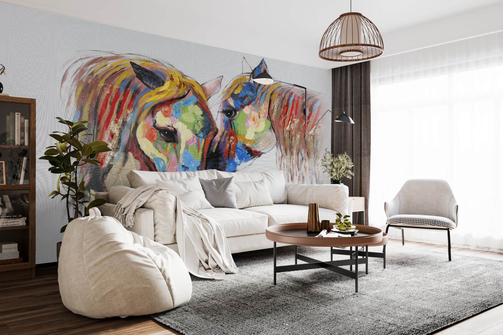 Papier peint représentation inhabituelle de la communication entre les chevaux