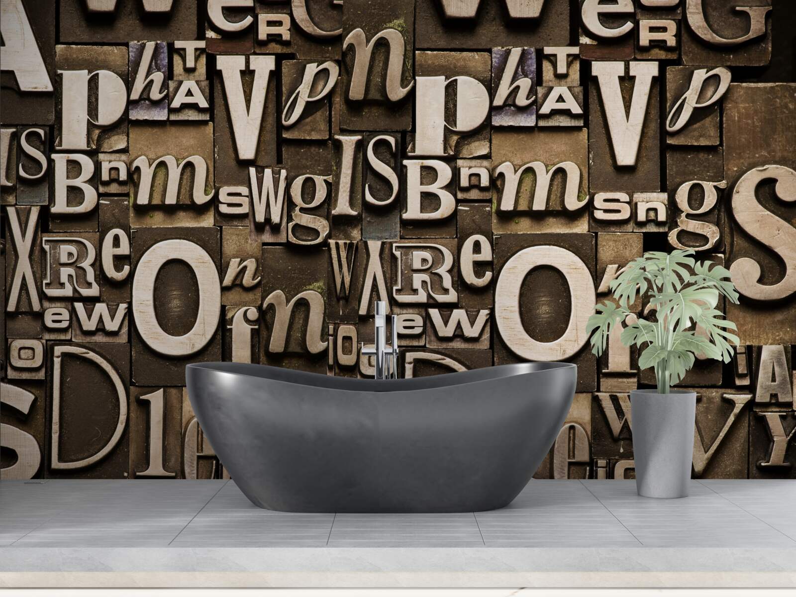 Papier peint divers symboles sur un panneau marron