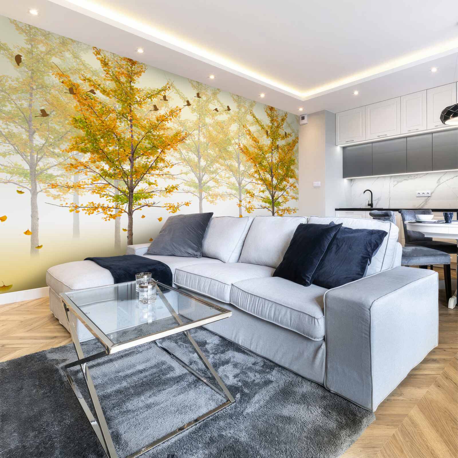 Papier peint les couleurs de l'automne dans une forêt de feuillus