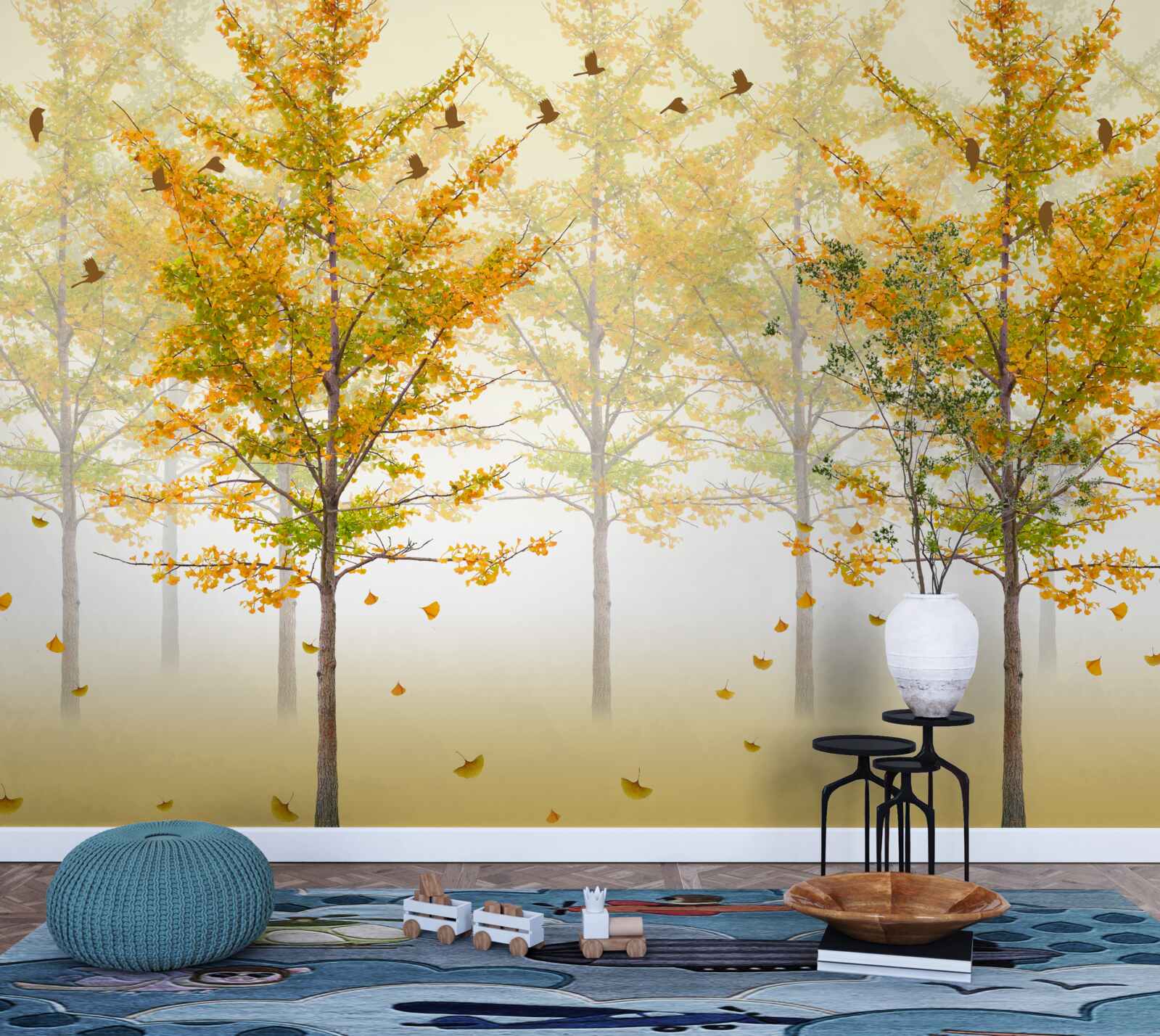 Papier peint les couleurs de l'automne dans une forêt de feuillus