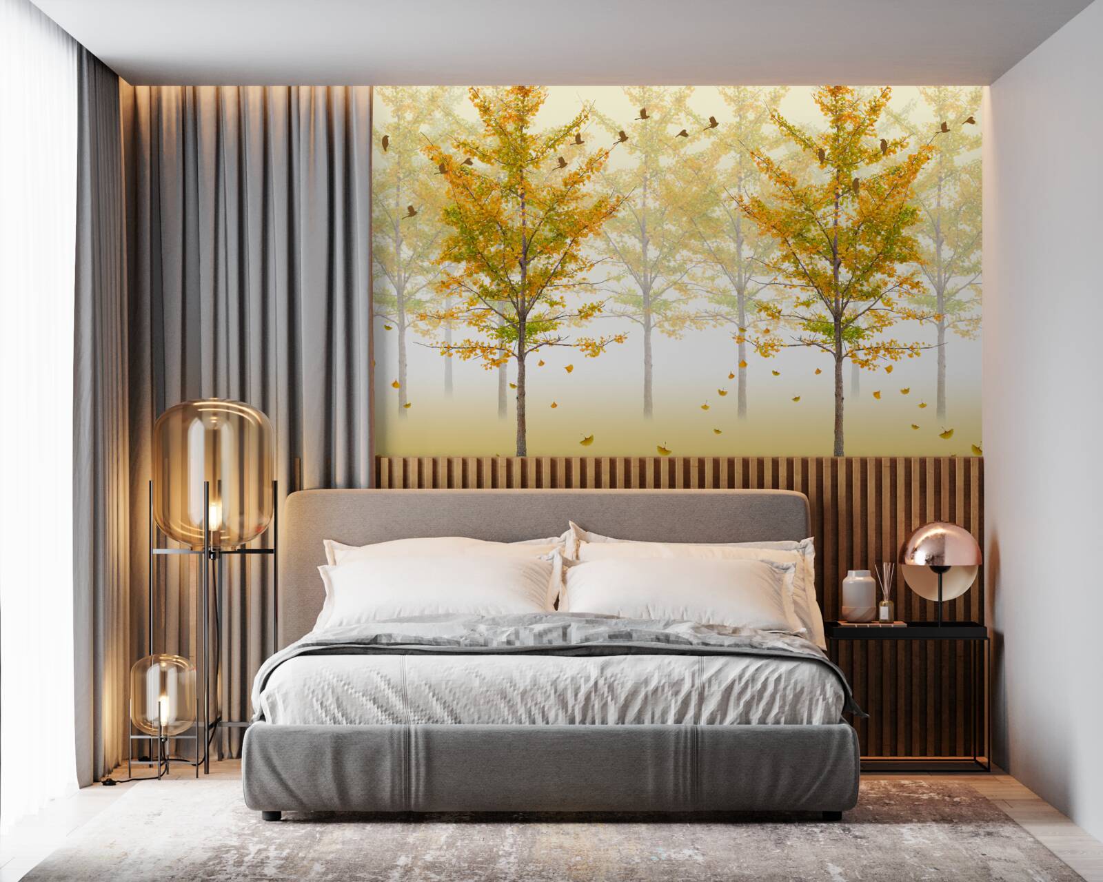 Papier peint les couleurs de l'automne dans une forêt de feuillus