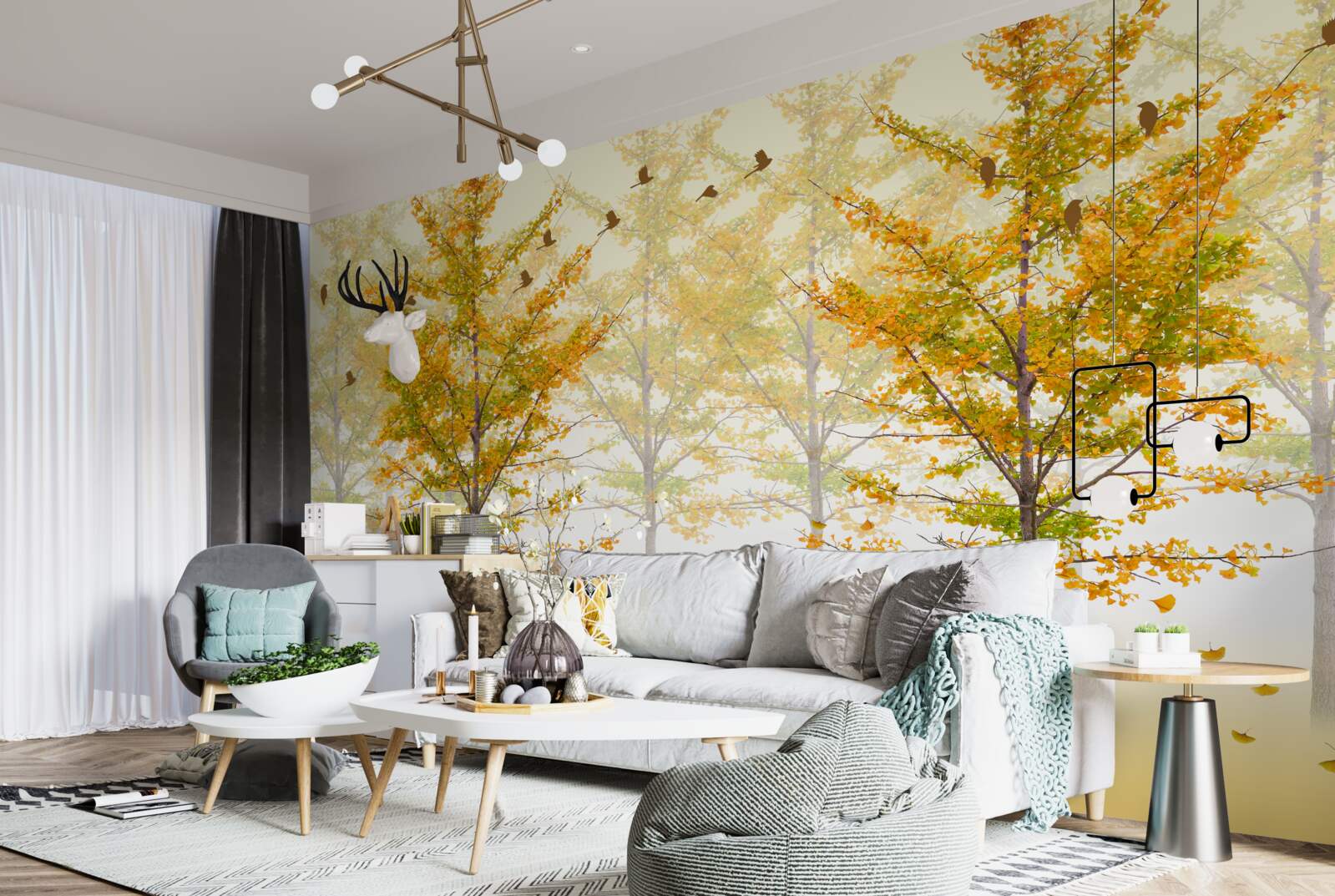 Papier peint les couleurs de l'automne dans une forêt de feuillus